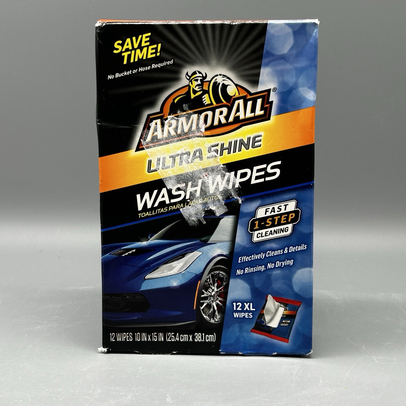 ArmorAll Ultra Shine Wash Wipes Fast 1 Step Cleaning 12 XL Wipes 10×15″