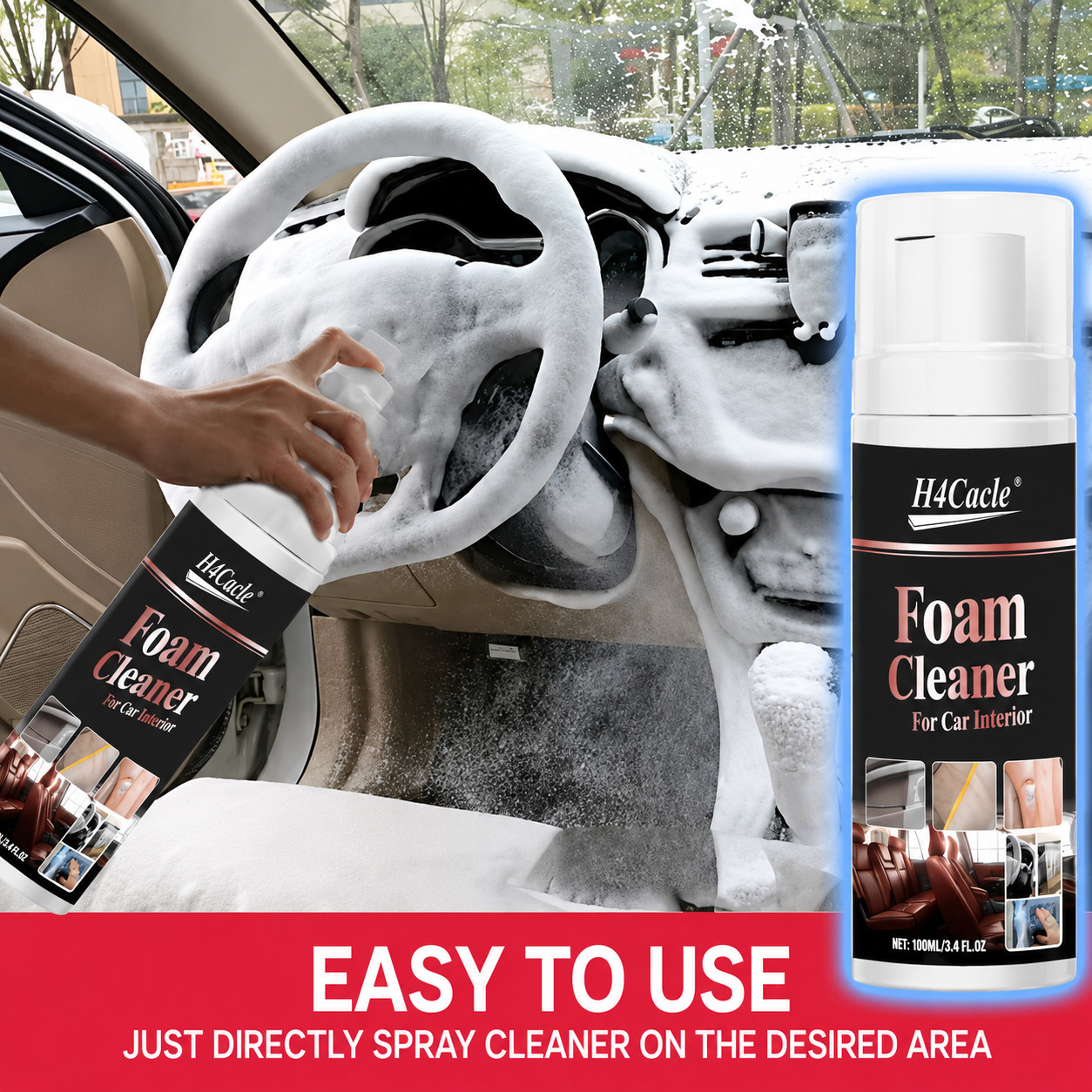 Multipurpose Foam Cleaner Spray Car Interior Kitchen 100ml Deep Clean Remover