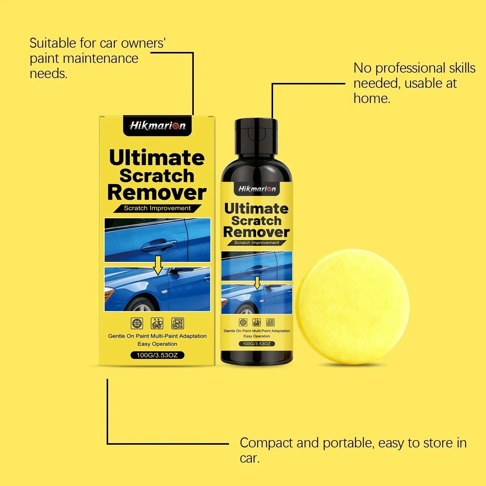 Universal Car Scratch Repair Kit Paint Restorer Polish Paste with Sponge 100g