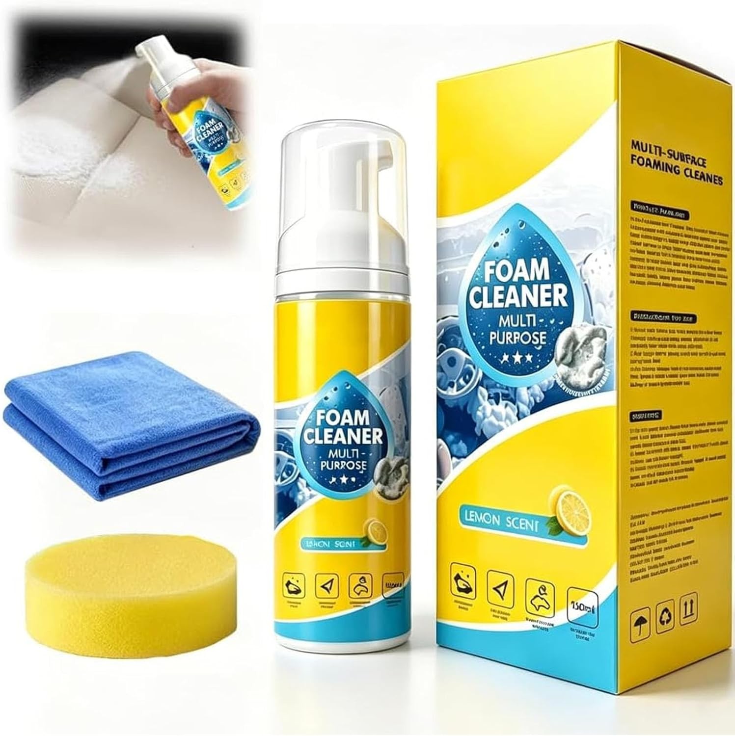 150ml 4-in-1 Multi-Enzyme Foam Cleaner,All-Purpose Spray 5oz with Sponge & Towel