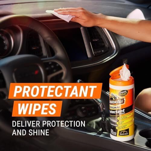 Original Protectant Wipes by Armor All, Car Interior Cleaner Wipes with UV Prote