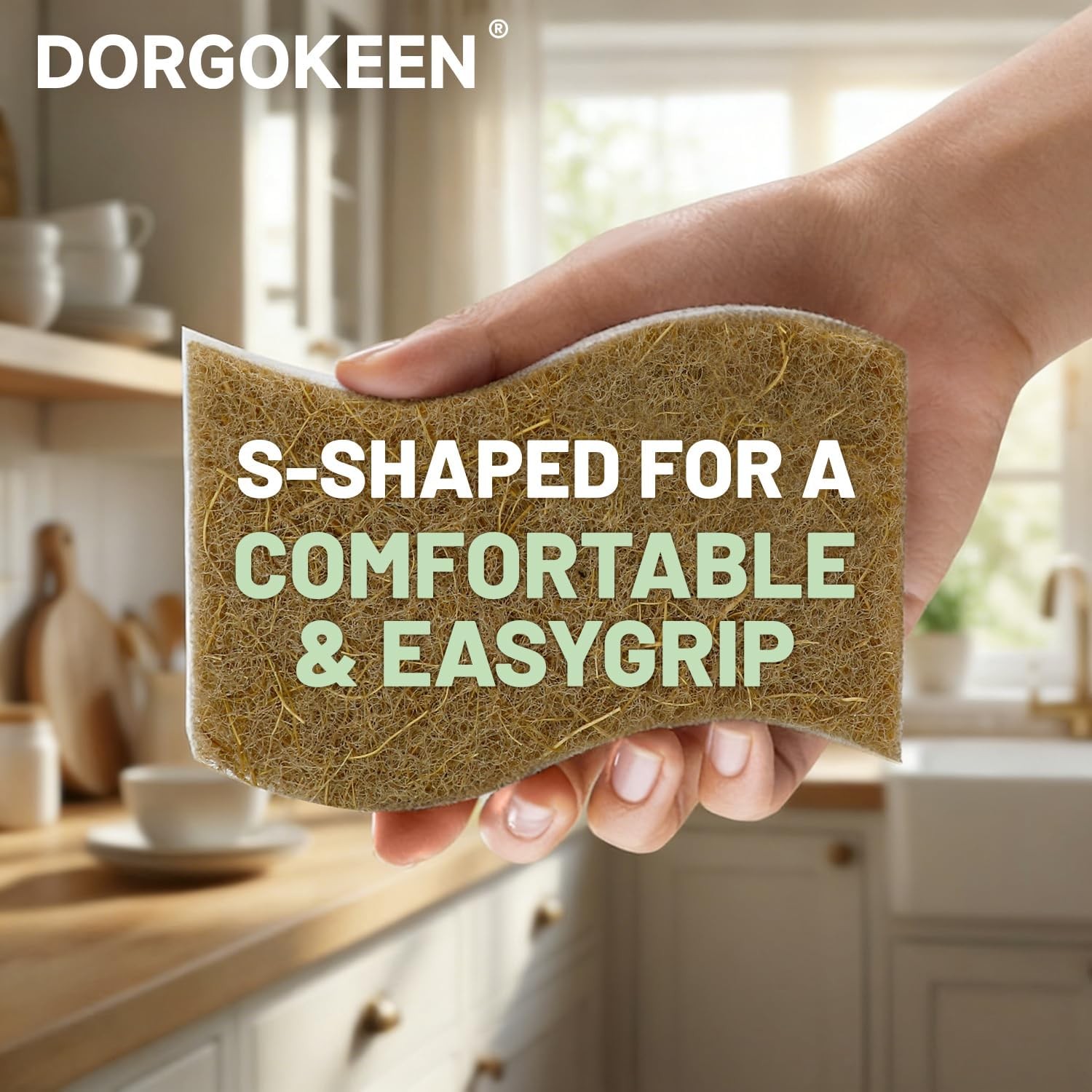 12 Pack Biodegradable Kitchen Dish Sponges, Natural Plant-Based Coconut Fiber