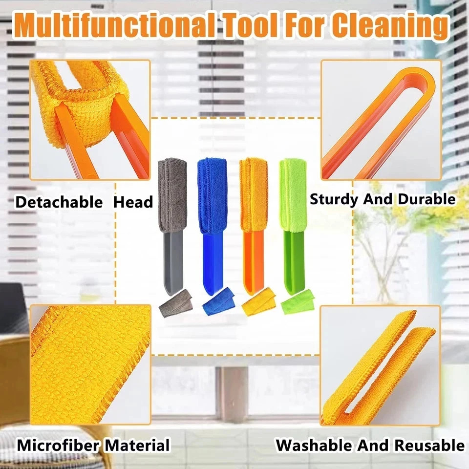 4 Pack Blinds Duster – Window Cleaner with 4 Microfiber Sleeves Cleaning Tools