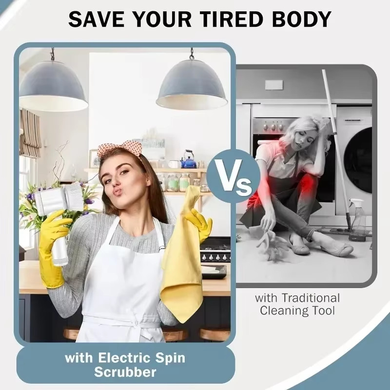 Electric Spin Scrubber with 5 Replaceable Brush Heads for Bathroom Cleaning