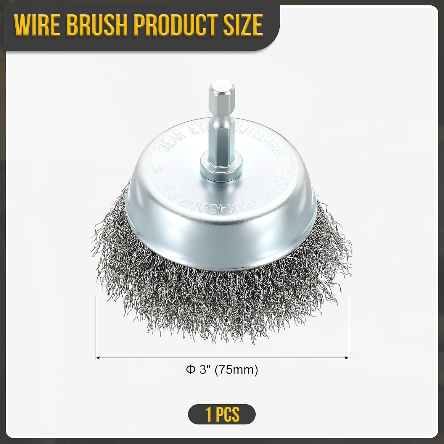 3 Inch Wire Wheel Cup Brush for Drill – 1 Pcs – Coarse Carbon Steel Crimping …