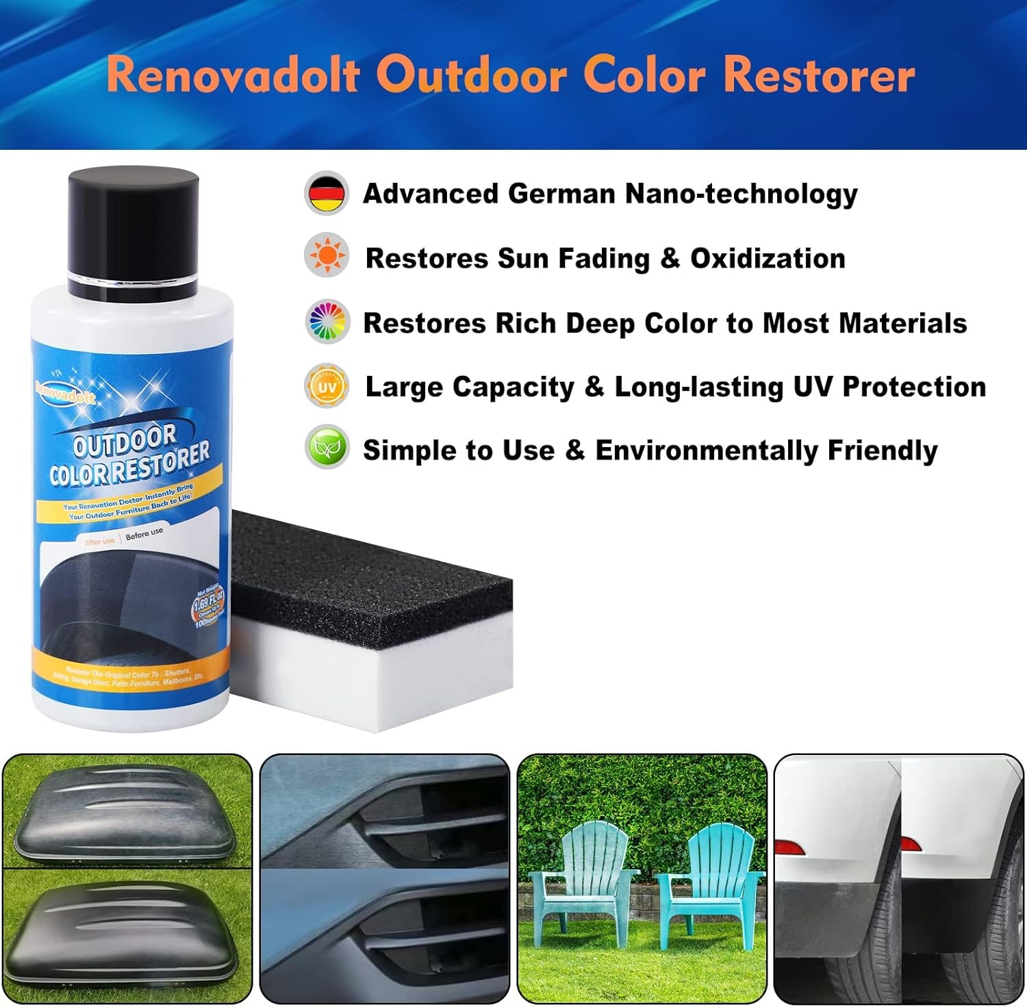 Plastic Outdoor Color Restorer for Cars 50ml, Ceramic Coating Trim Restores Fade