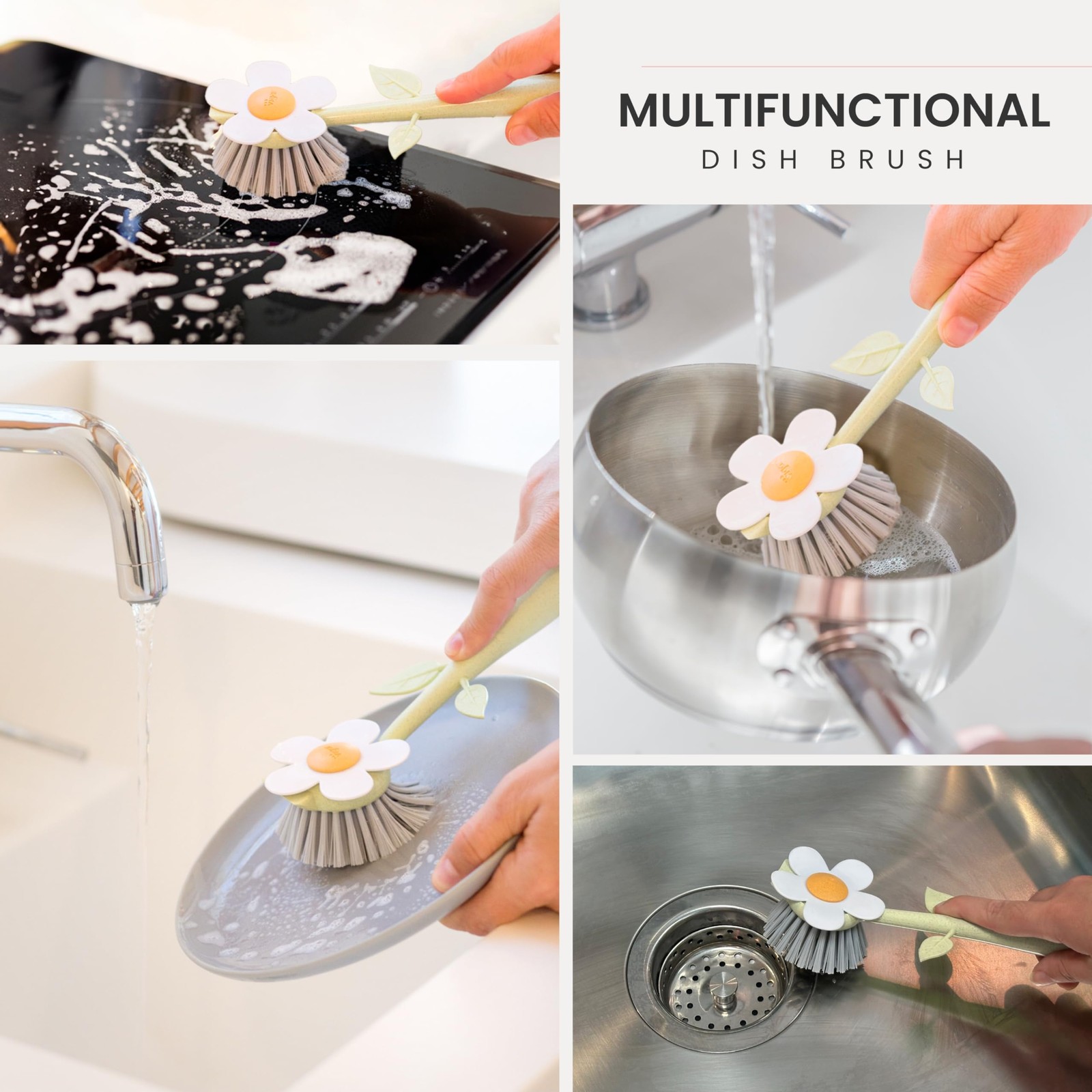 Florganic Daisyshaped Dish Brush With Vase Dish Brush Holder Dish Brush With Han