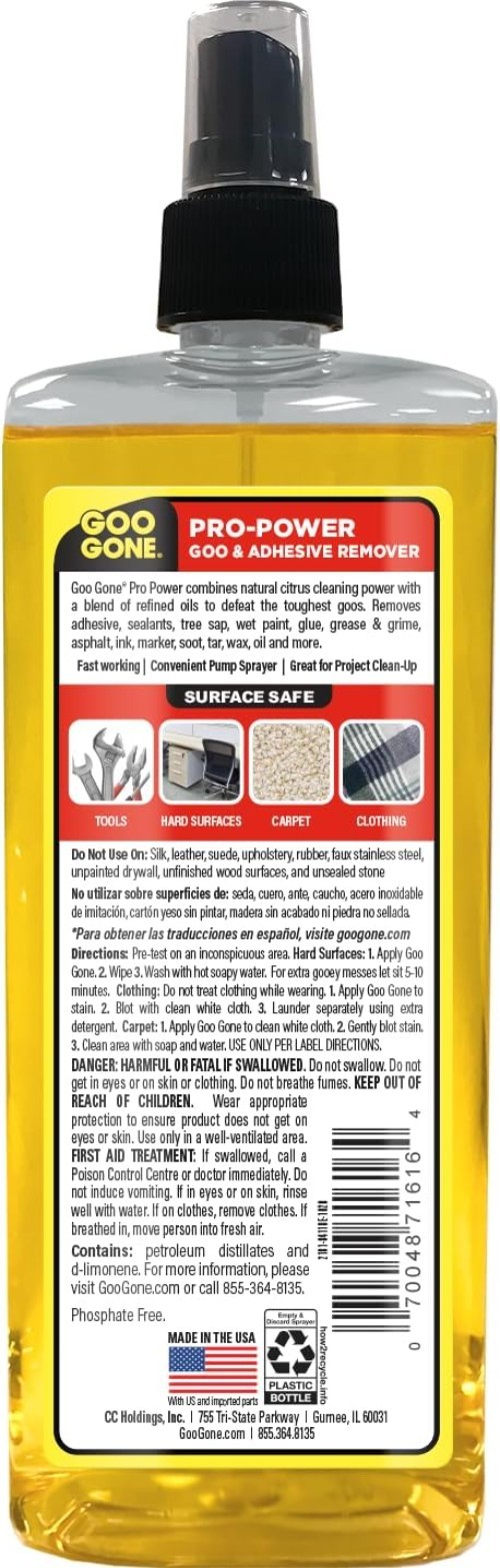 Pro-Power Citrus Adhesive Remover Spray, 16 Fl Oz – Fast, Professional Strength