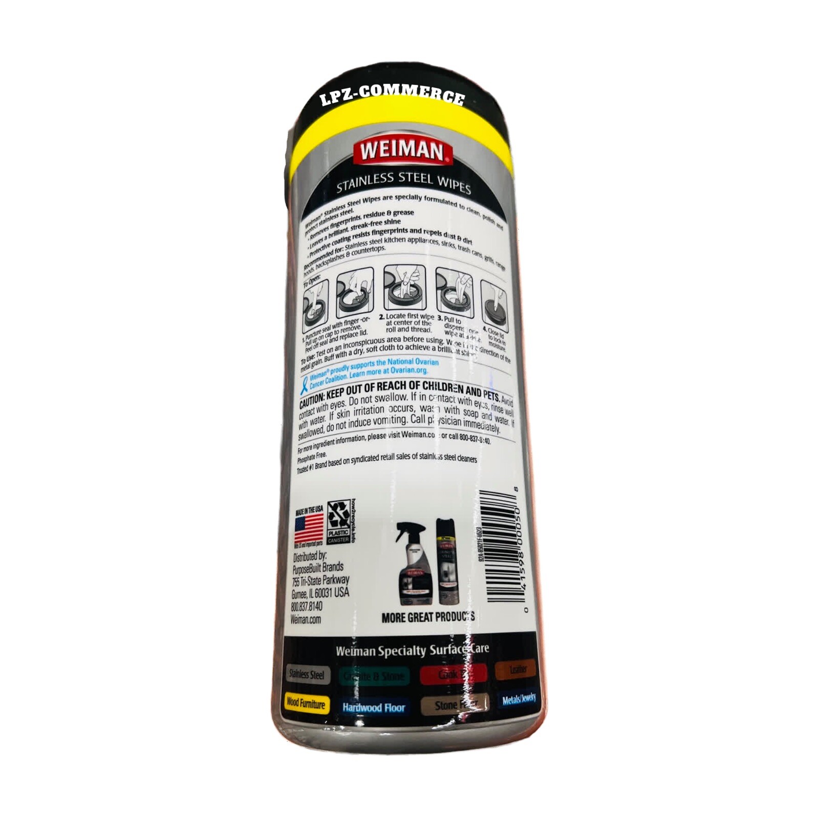 Weiman 12 Oz. Stainless Steel Cleaner Wipes for Appliance Cleaning