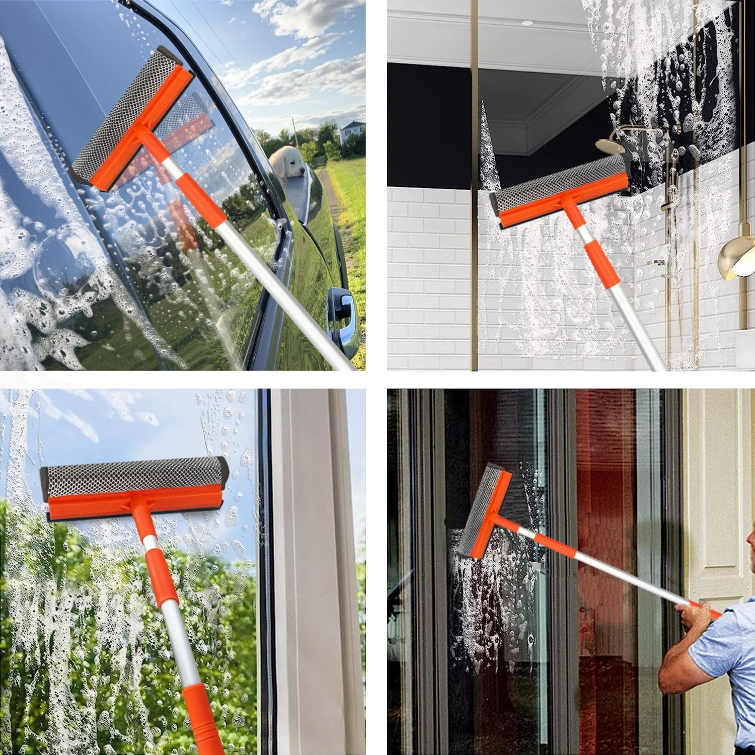 Window Squeegee for Window Cleaning with Retractable Pole, Squeegee Window Cl…
