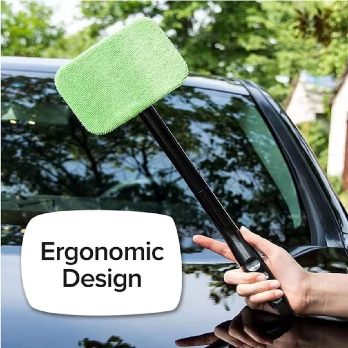 Car Glass Defogger Brush Rotating Cleaner 6 Microfibre Pads Spray Bottle Kit