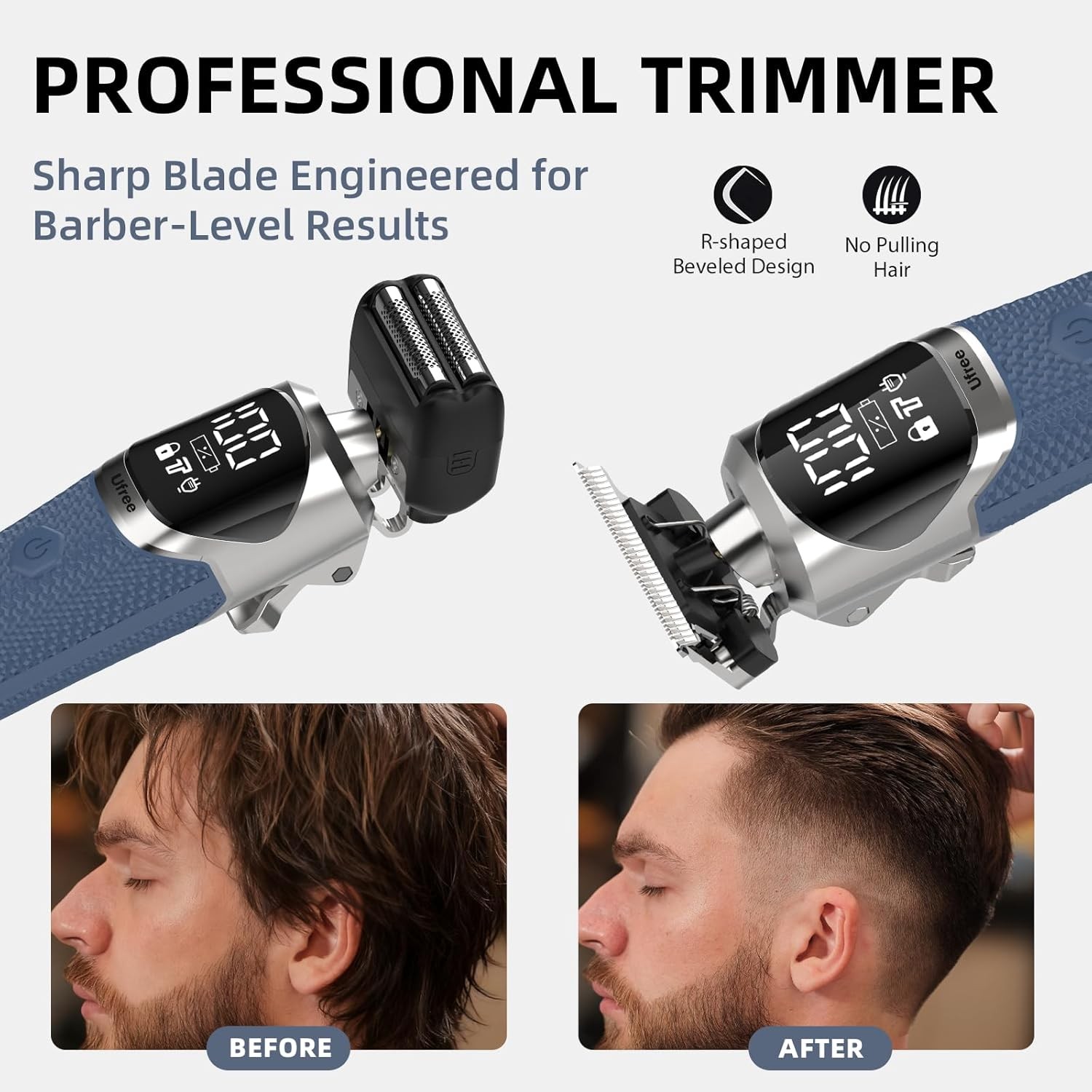 Ufree 6-in-1 Professional Beard Trimmer for Men, IPX6 Waterproof Electric Shav