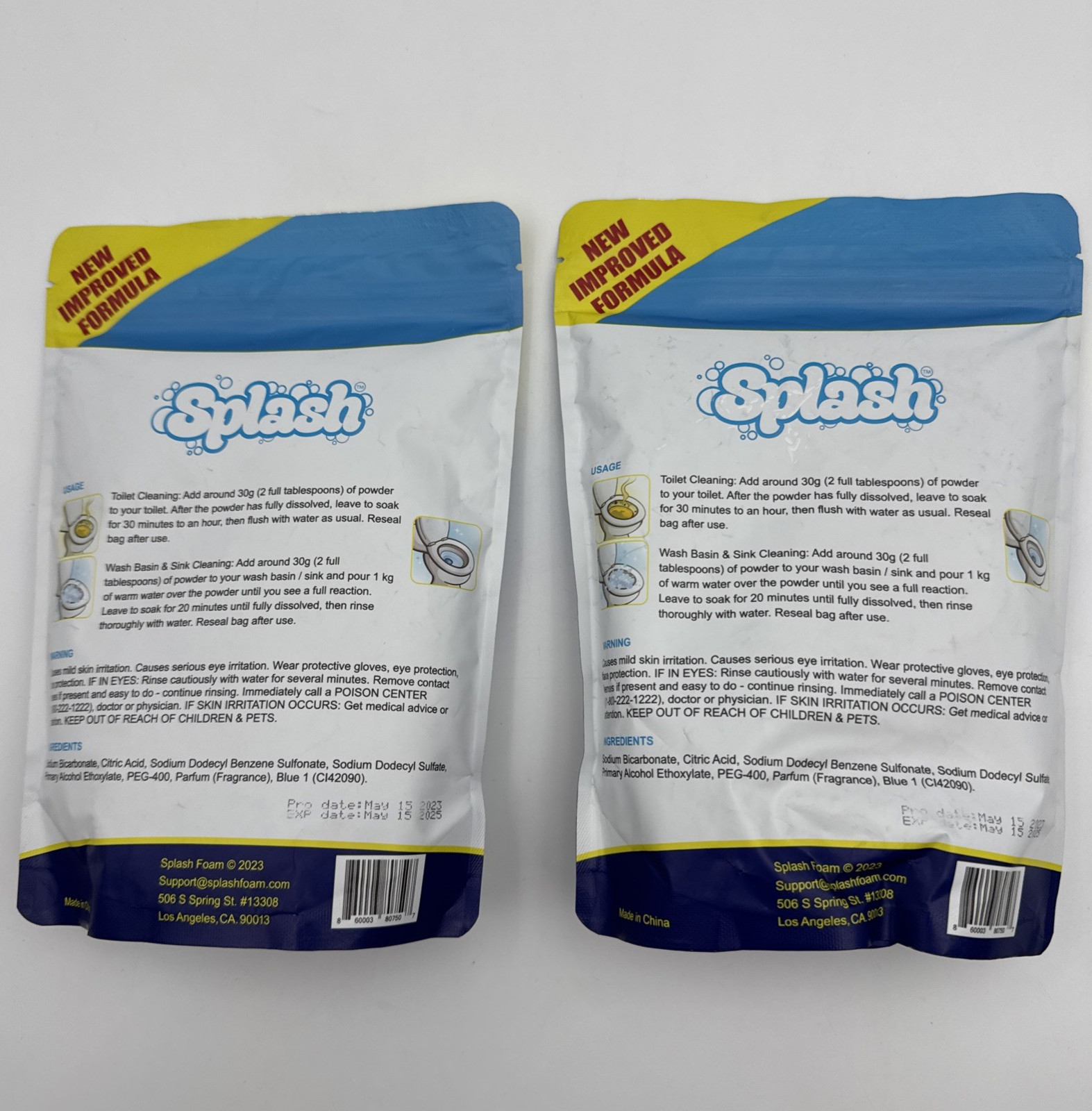 Splash Advanced Cleaning 350g 12.35oz Toilet Bowl Cleaner Powder 05/25 Lot Of 2