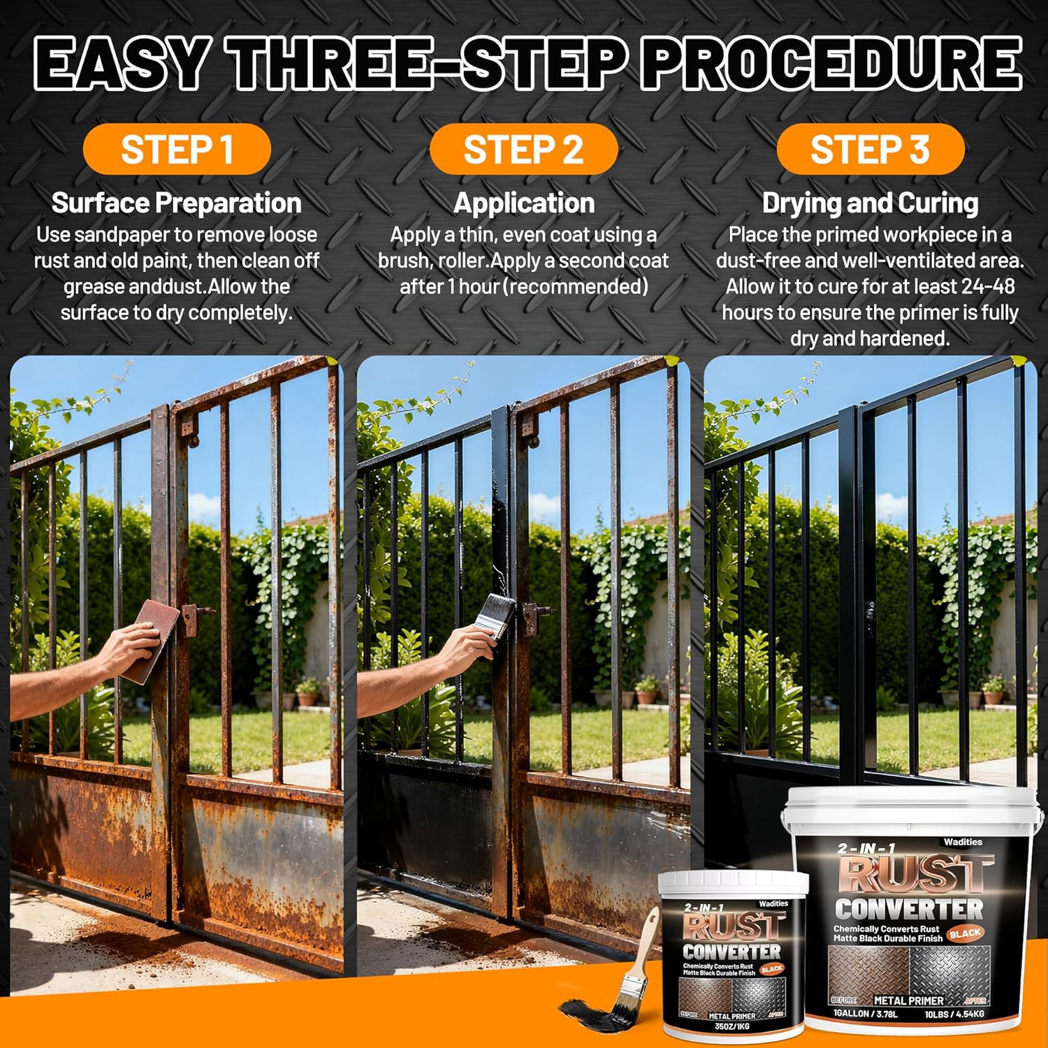 2-In-1 Rust Converter & Metal Primer, 35Oz Matte Black Rust Inhibitor Paint for