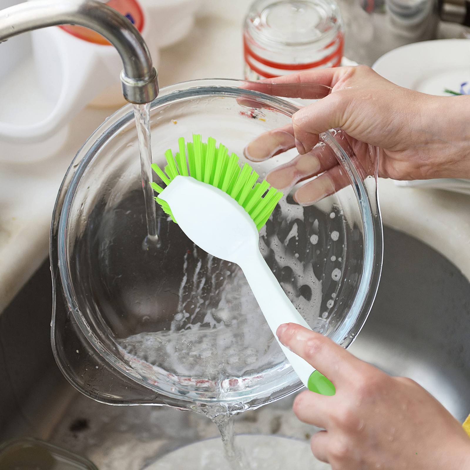 2pack Kitchen Green Scrub Brush For Cleaning Dishes Pots Pan Sink And Bathroom W