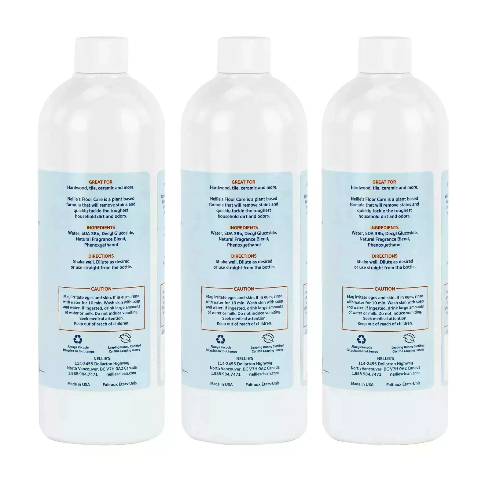 Nellie’S Floor Care, Lemongrass Scent, 25 Fl Oz, 3-Count Made in USA
