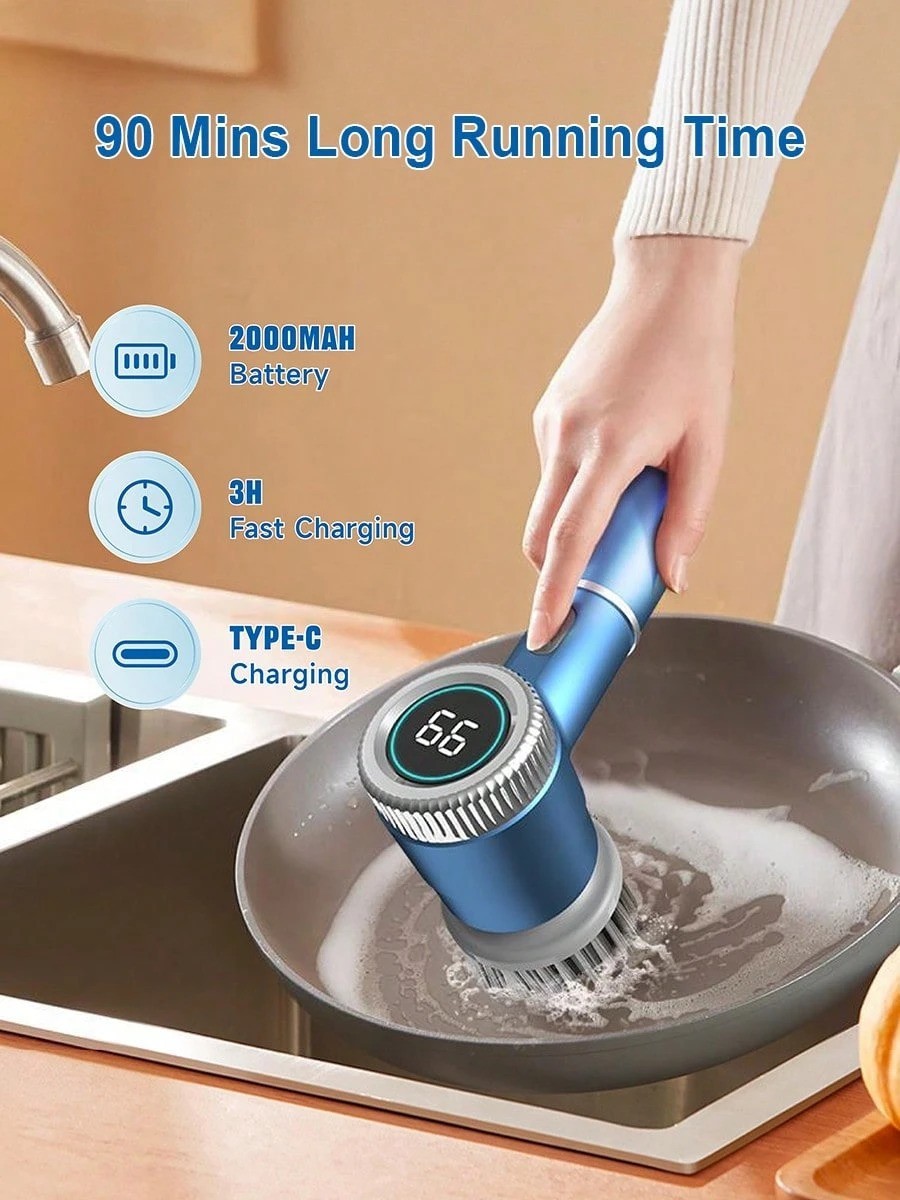 Electric Spin Scrubber Cordless Cleaning Brush 360 Rotating Bathroom Kitchen