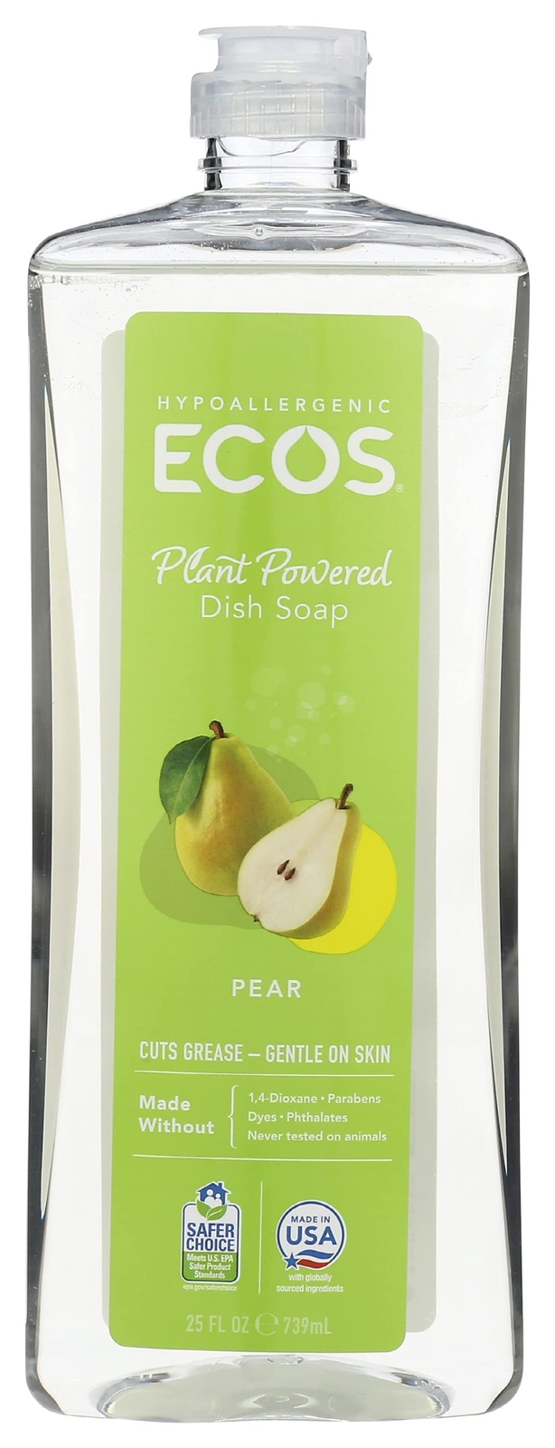 ECOS Dishmate Dish Soap 25 Fl Oz Vegan Hypoallergenic Plant Powered Cleaning