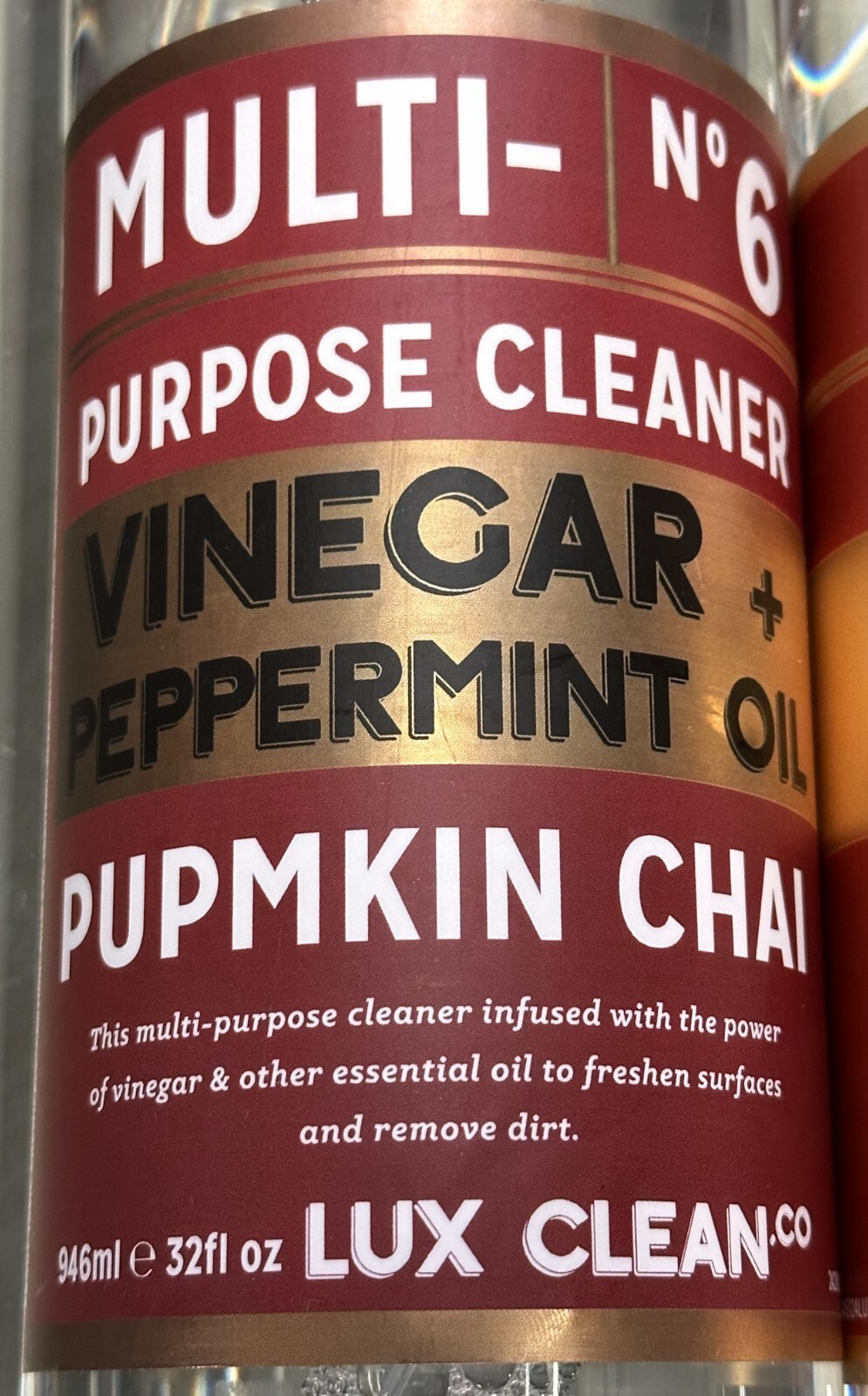 LUX CLEAN ~ VINEGAR + PEPPERMINT OIL Kitchen Cleaner Deodorizer PUMPKIN CHAI