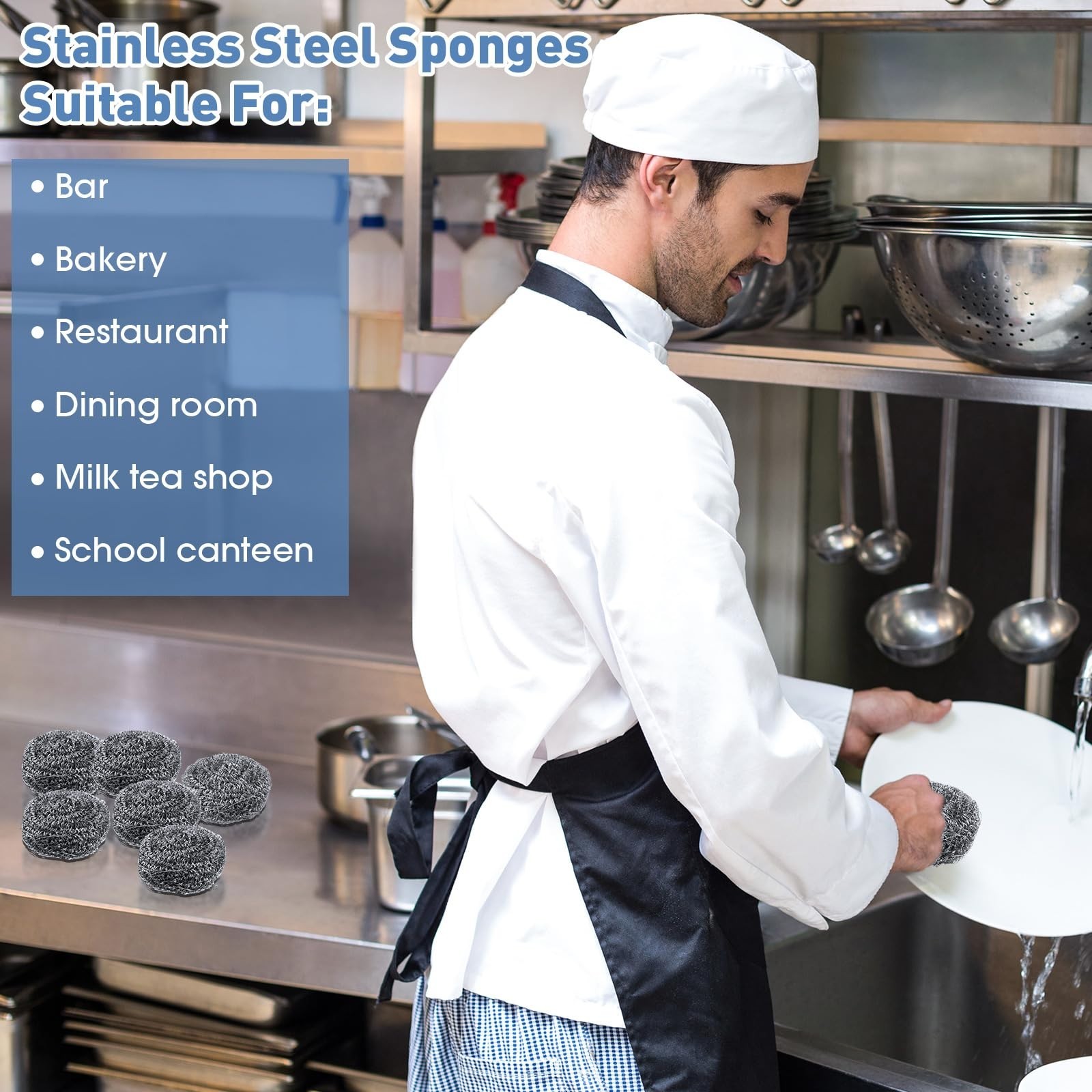 40 Pcs Stainless Steel Scrubbers – Heavy Duty Scouring Pads for Dishes, Pots, St