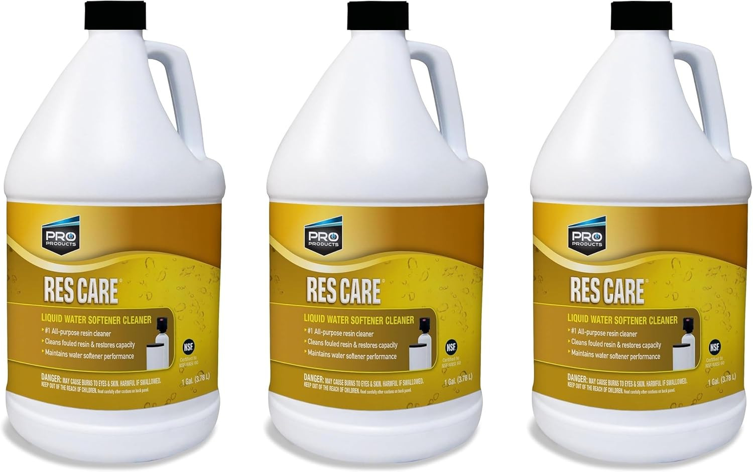 Rescare RK02B Water Softener Cleaner Liquid Refill, 3-Pack, 1 Gallon Total