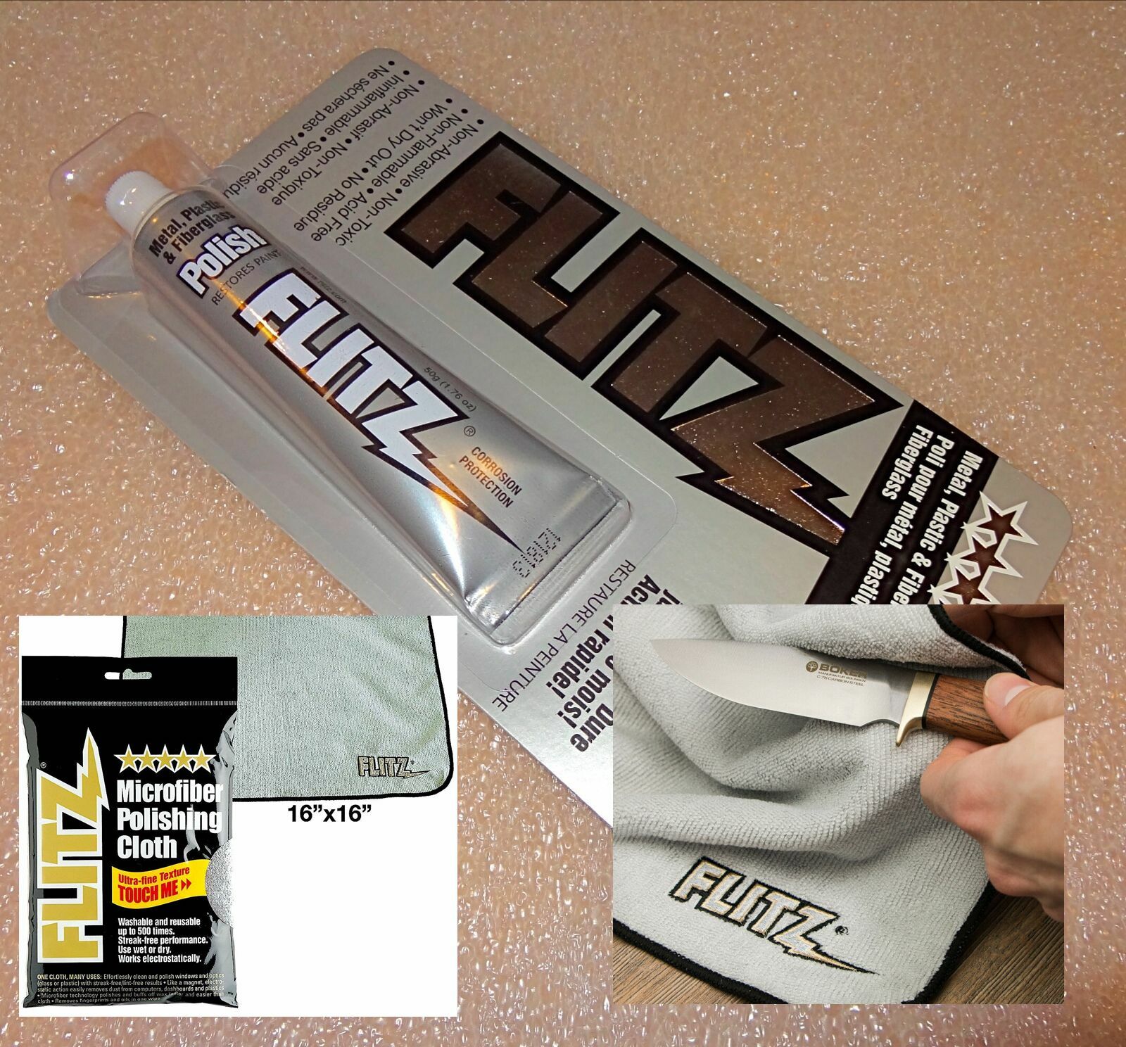 FLITZ 50 G (1.76 OZ) TUBE PROFESSIONAL POLISH W/ FLITZ POLISHING CLOTH