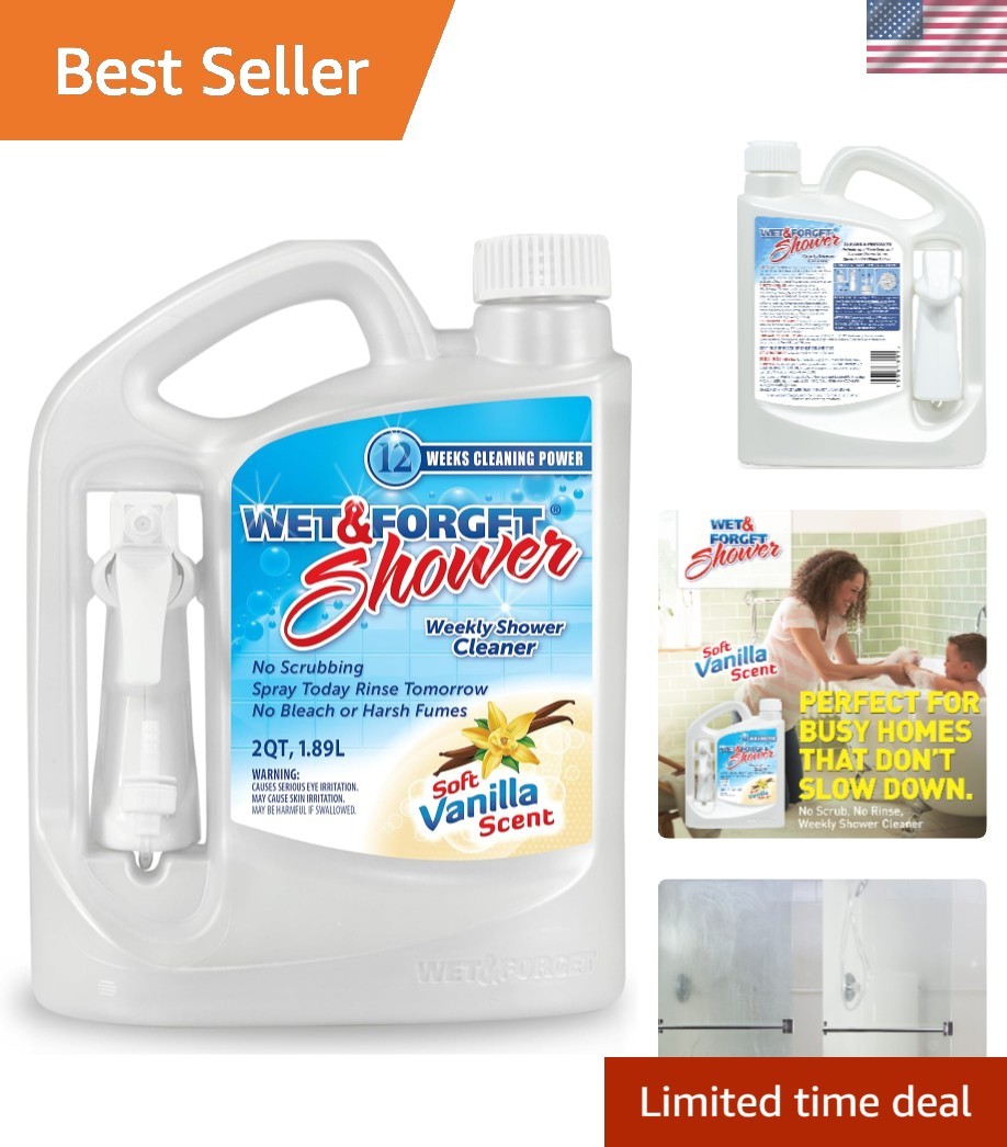 Vanilla Scented Shower Cleaner: 64 Oz, Safe No Scrub Formula for All Surfaces