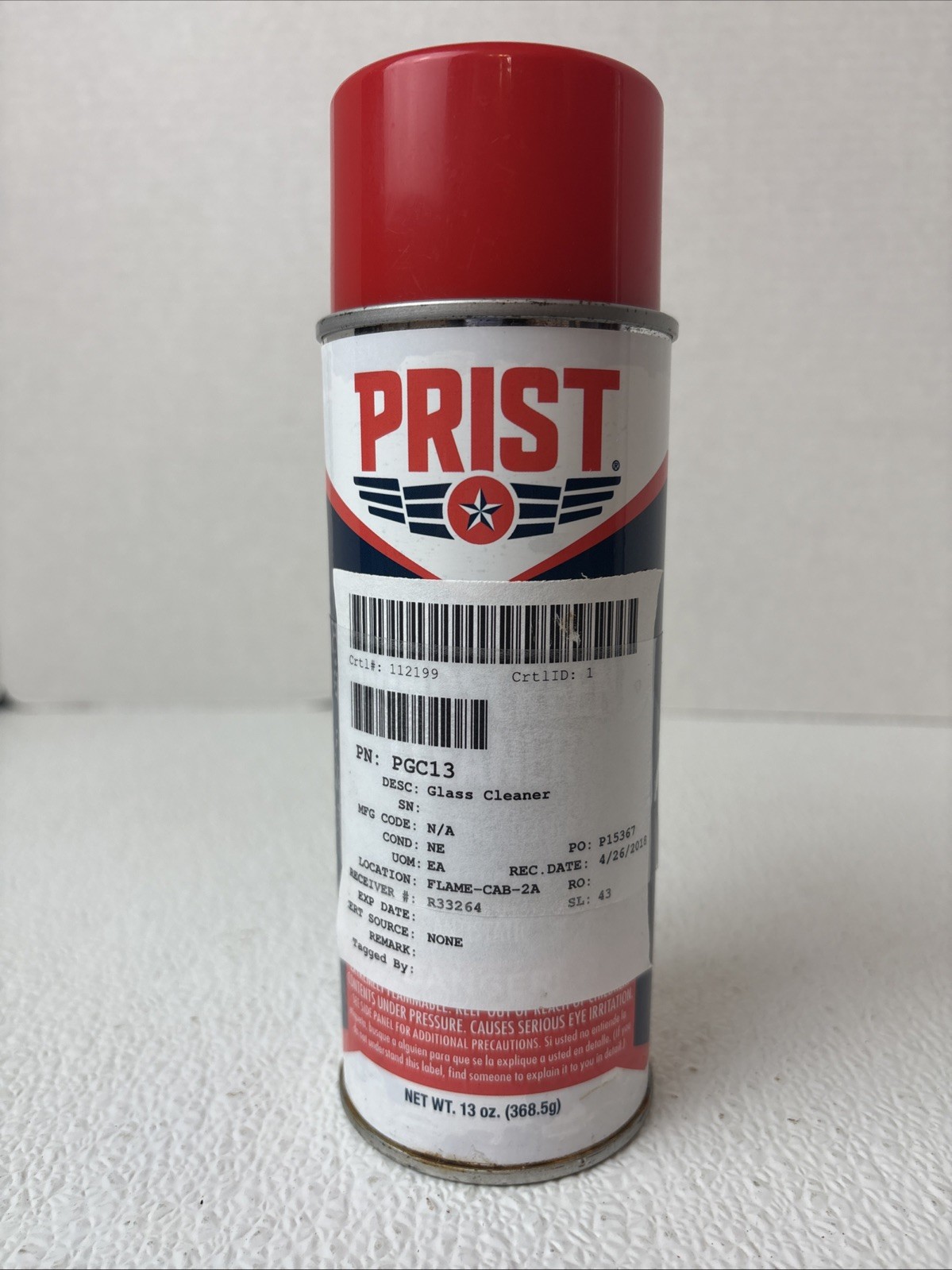 PRIST Acrylic Plastic & Glass Cleaner, 13 oz Aerosol Can Never Used