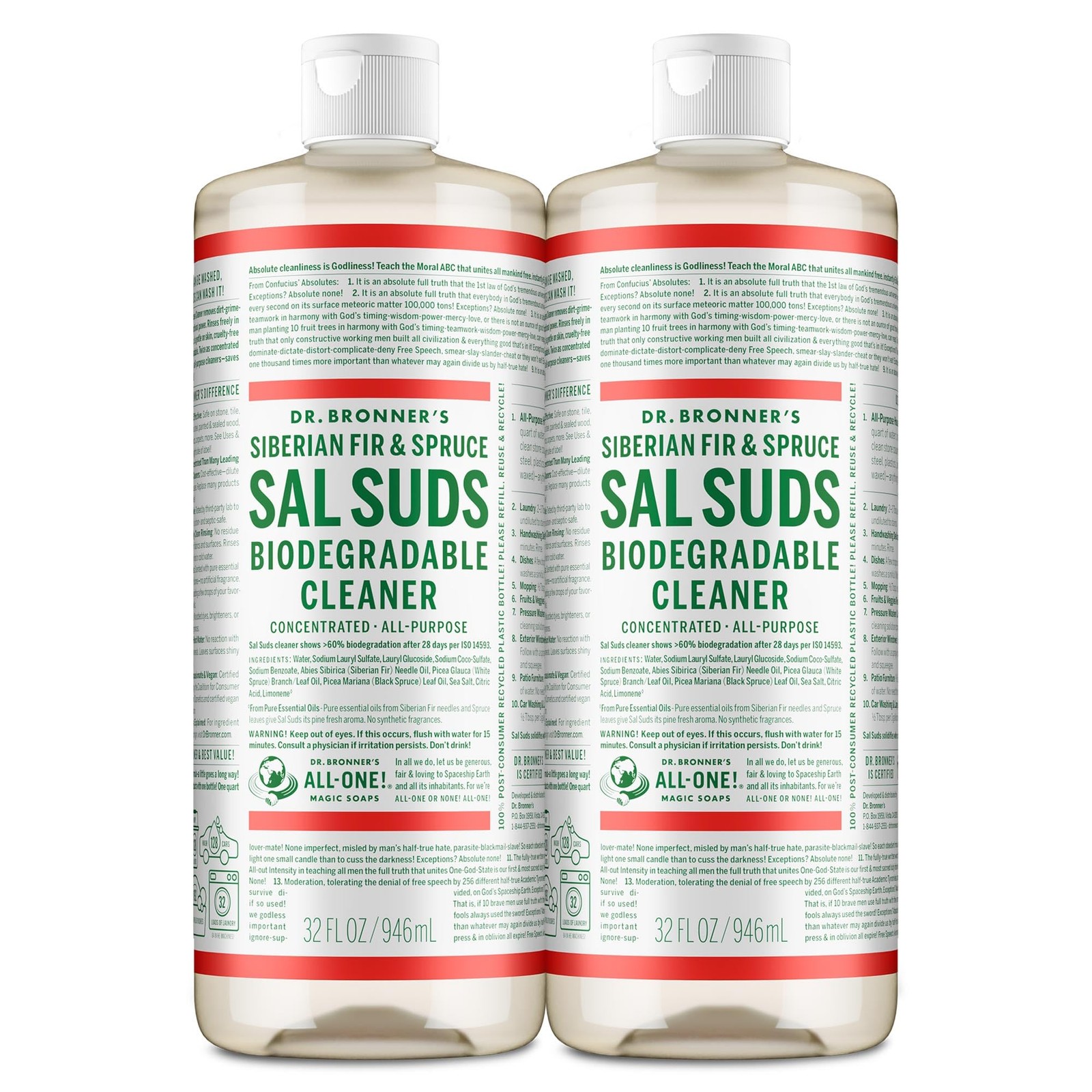 Dr. Bronner’s Sal Suds Biodegradable Cleaner (32 Ounce, 32 Fl Oz (Pack of 2)