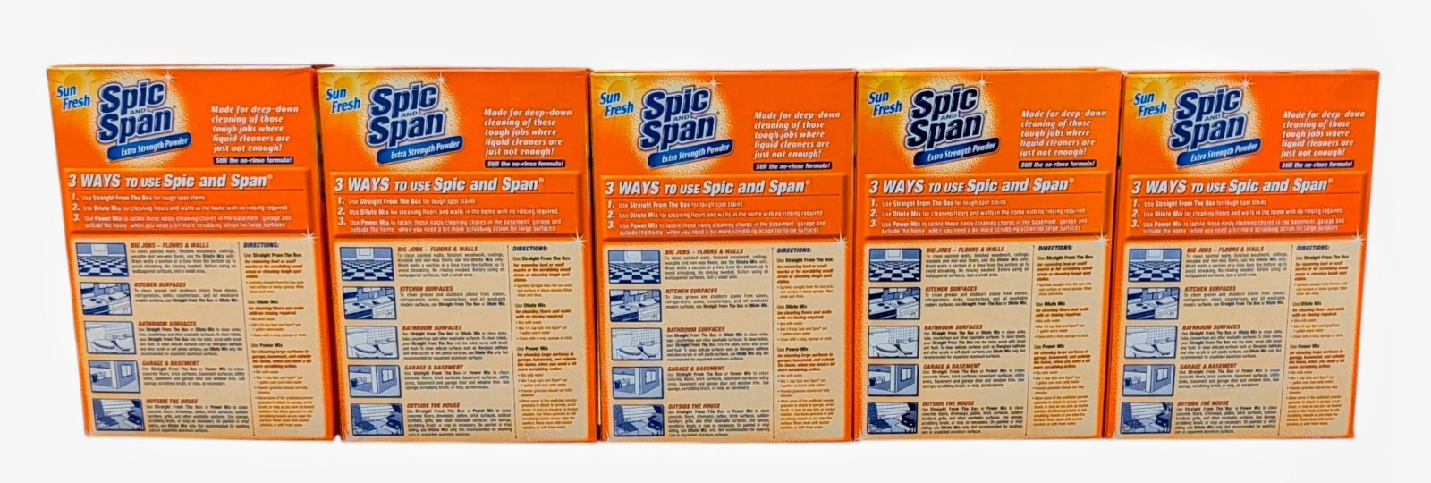 5 Boxes Spic and Span Extra Strength Powder – Sun Fresh – 27 Oz. Each