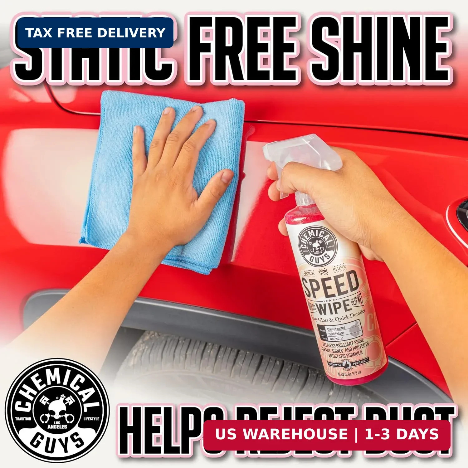 Chemical Guys Speed Wipe Quick Detailer – High Gloss, Streak-Free Shine, Detail