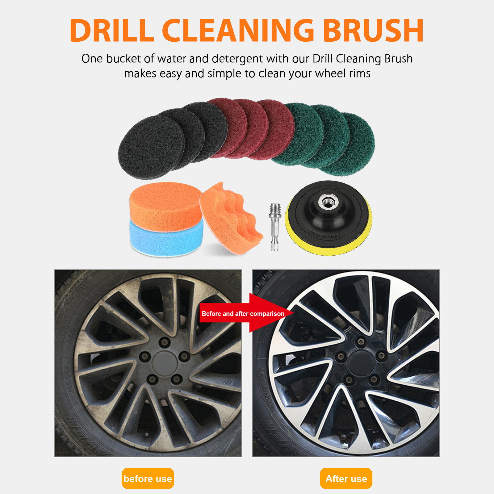 14pcs 4Inch Car Buffing Pads Polishing for Drill Sponge Kit Waxing Foam Polisher