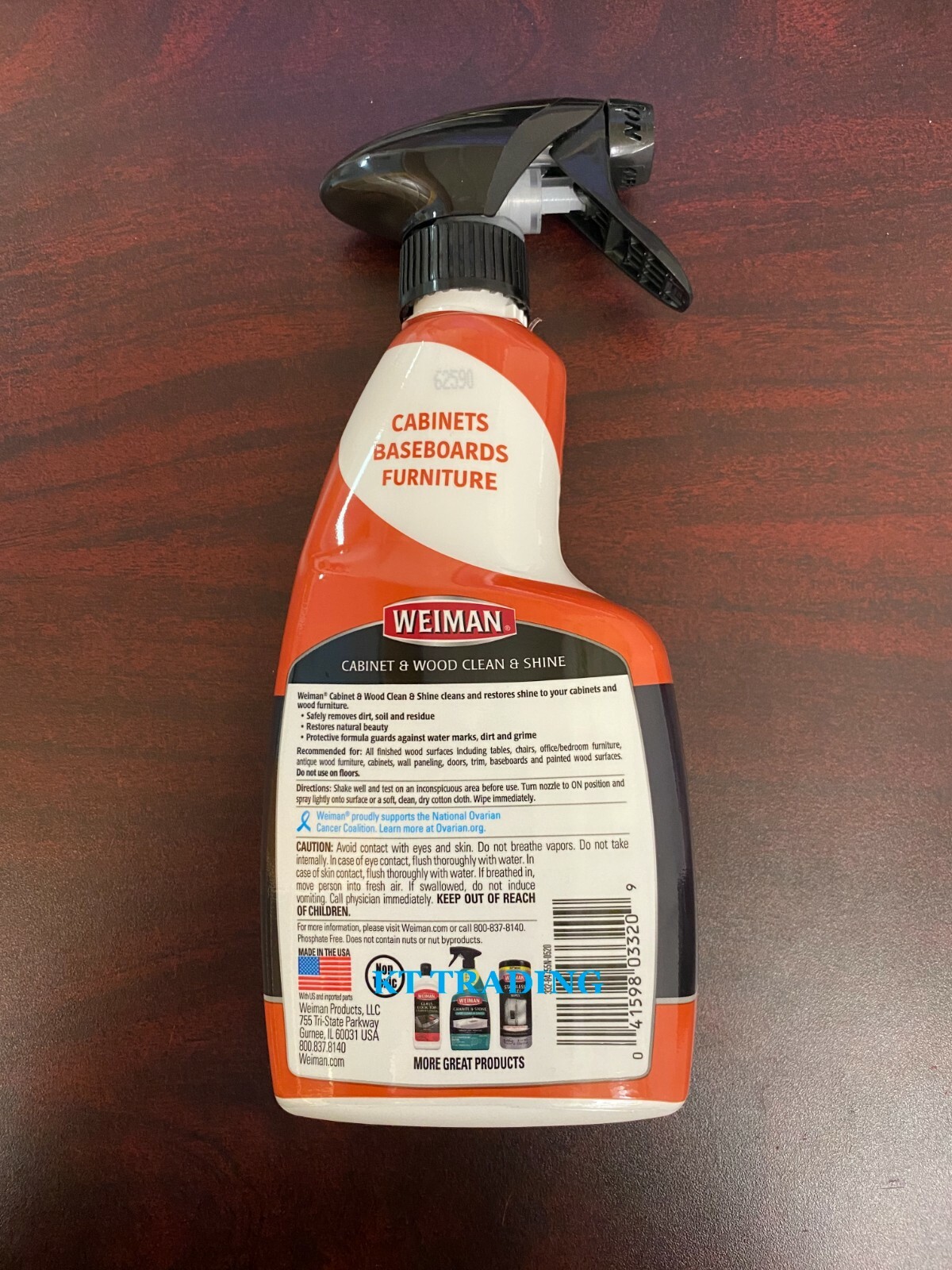 Weiman CABINET & WOOD Furniture Cleans Restores Shine ~ Almond Scent 16oz Spray