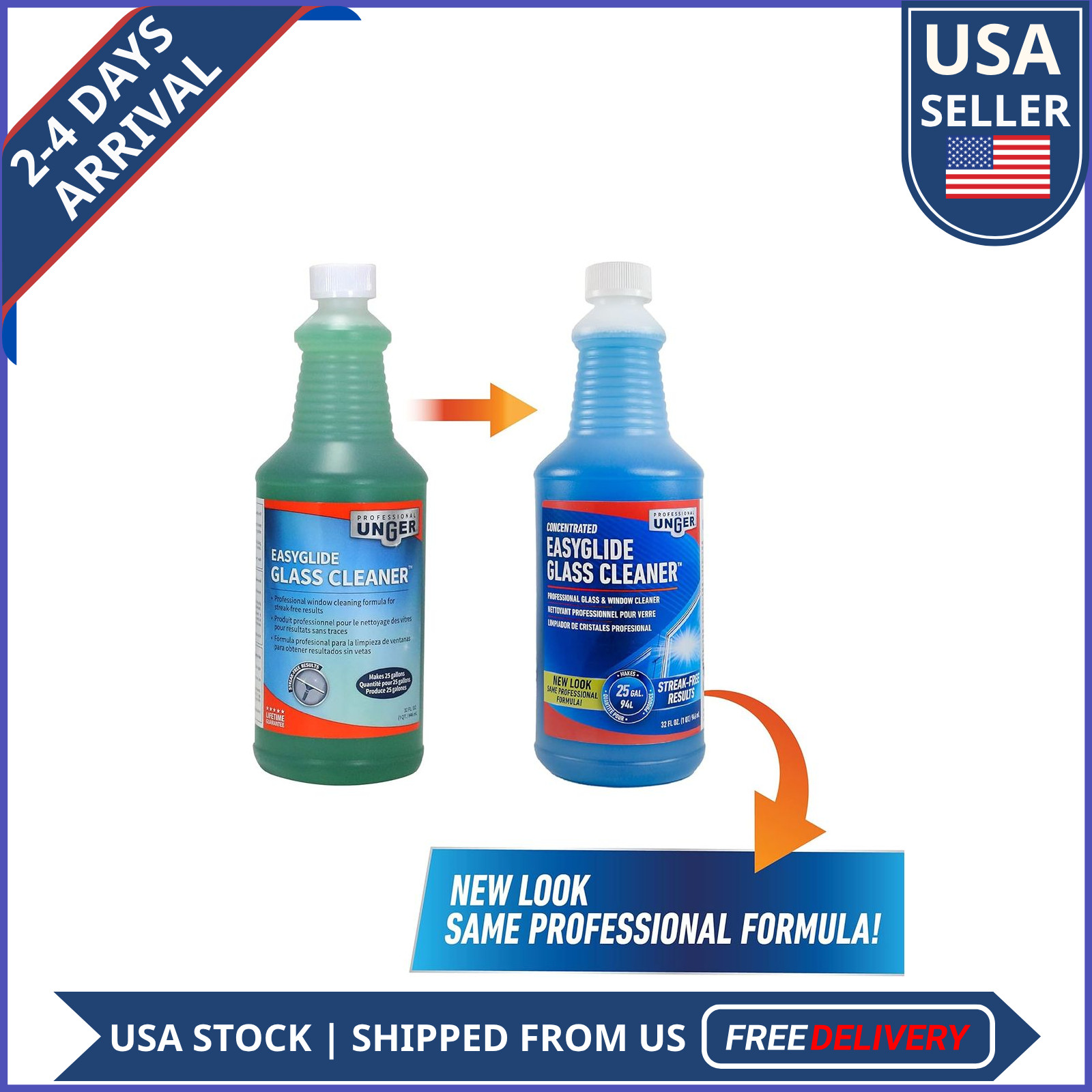 Unger Professional EasyGlide Glass Cleaner Concentrate 32oz Ammonia Free Streak