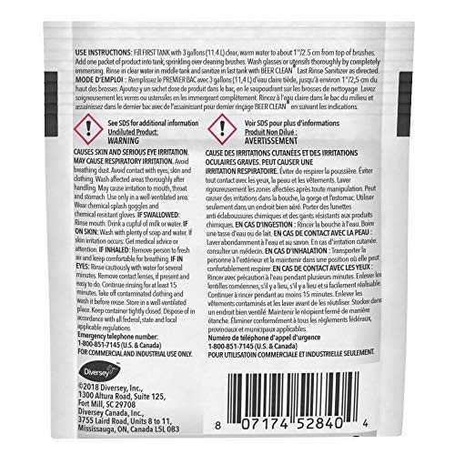 Low Suds Glass Cleaner for Barware & Glassware – 100 Pack, 0.5oz Powder Packets
