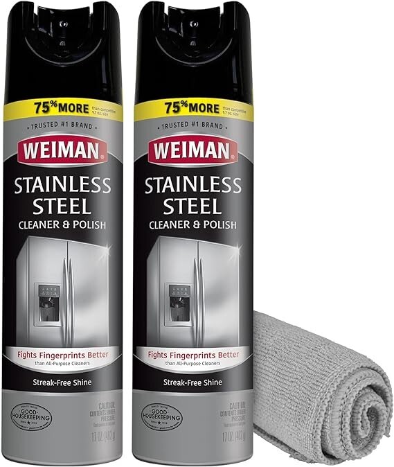 Weiman Stainless Steel Cleaner & Polish Aerosol, 17 fl oz