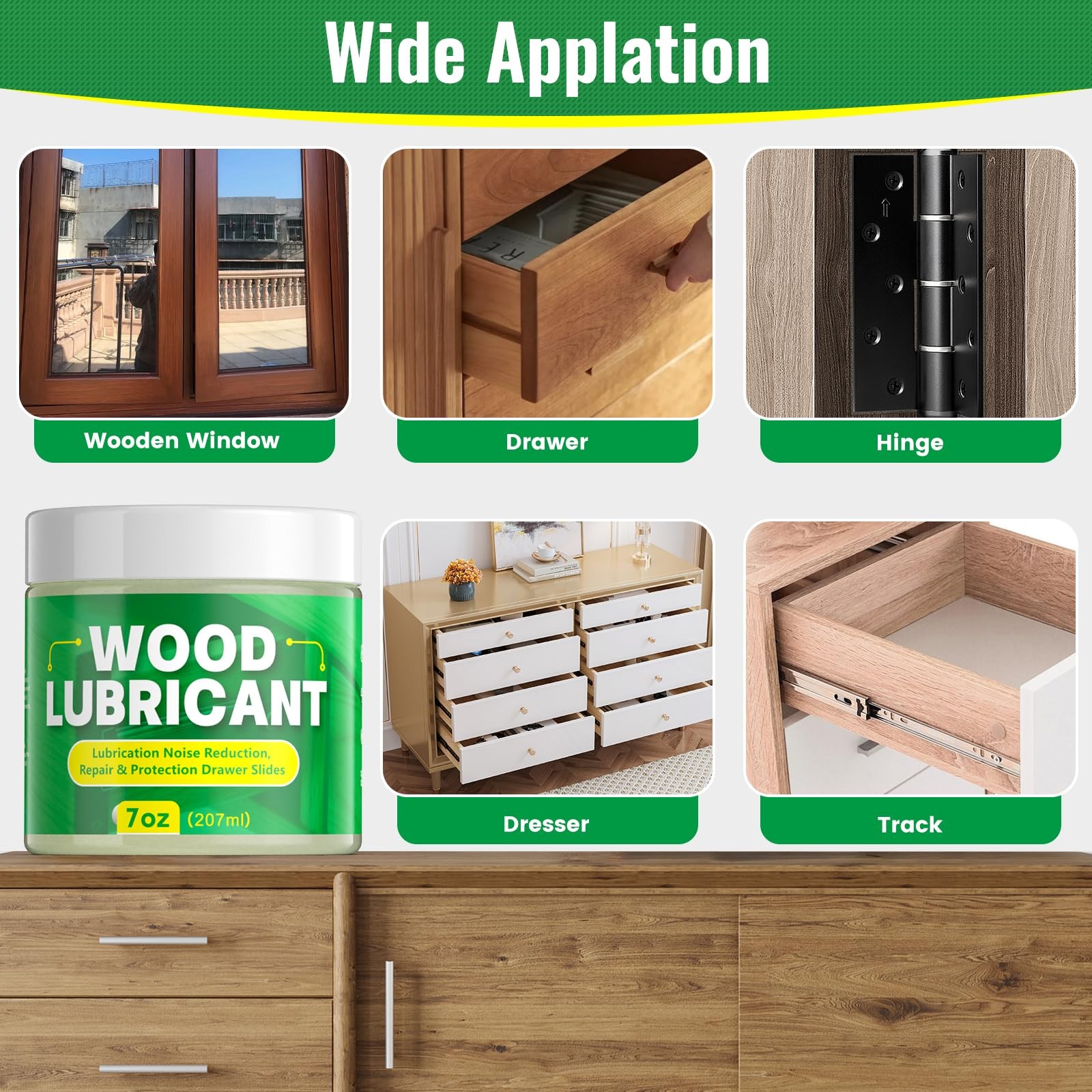 Wood Lubricant, 7OZ Drawer Wax Wood Lubricant Multi-Purpose Wax for Drawers, …