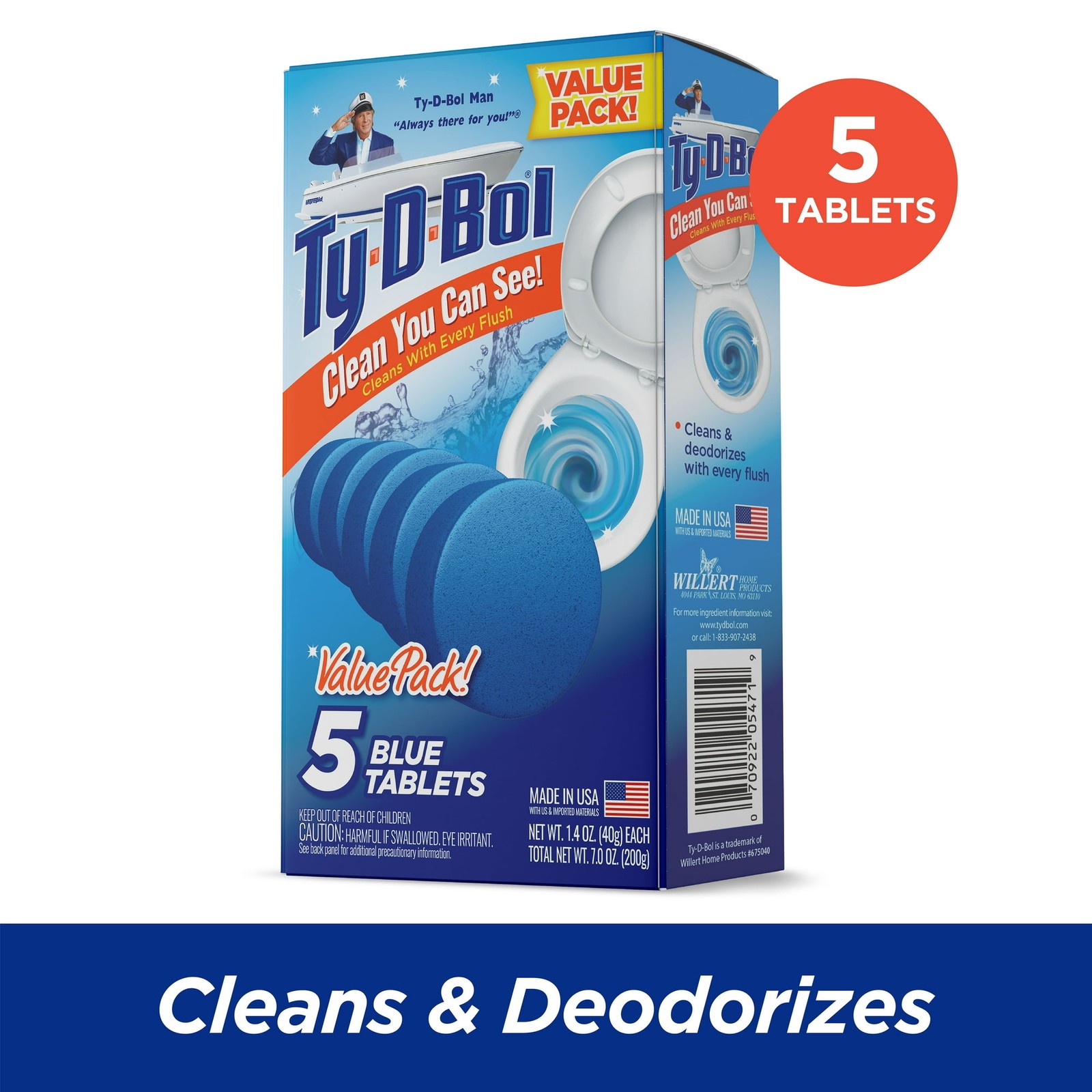 Ty-D-Bol Blue Toilet Bowl Cleaner Tablets 5 Pack