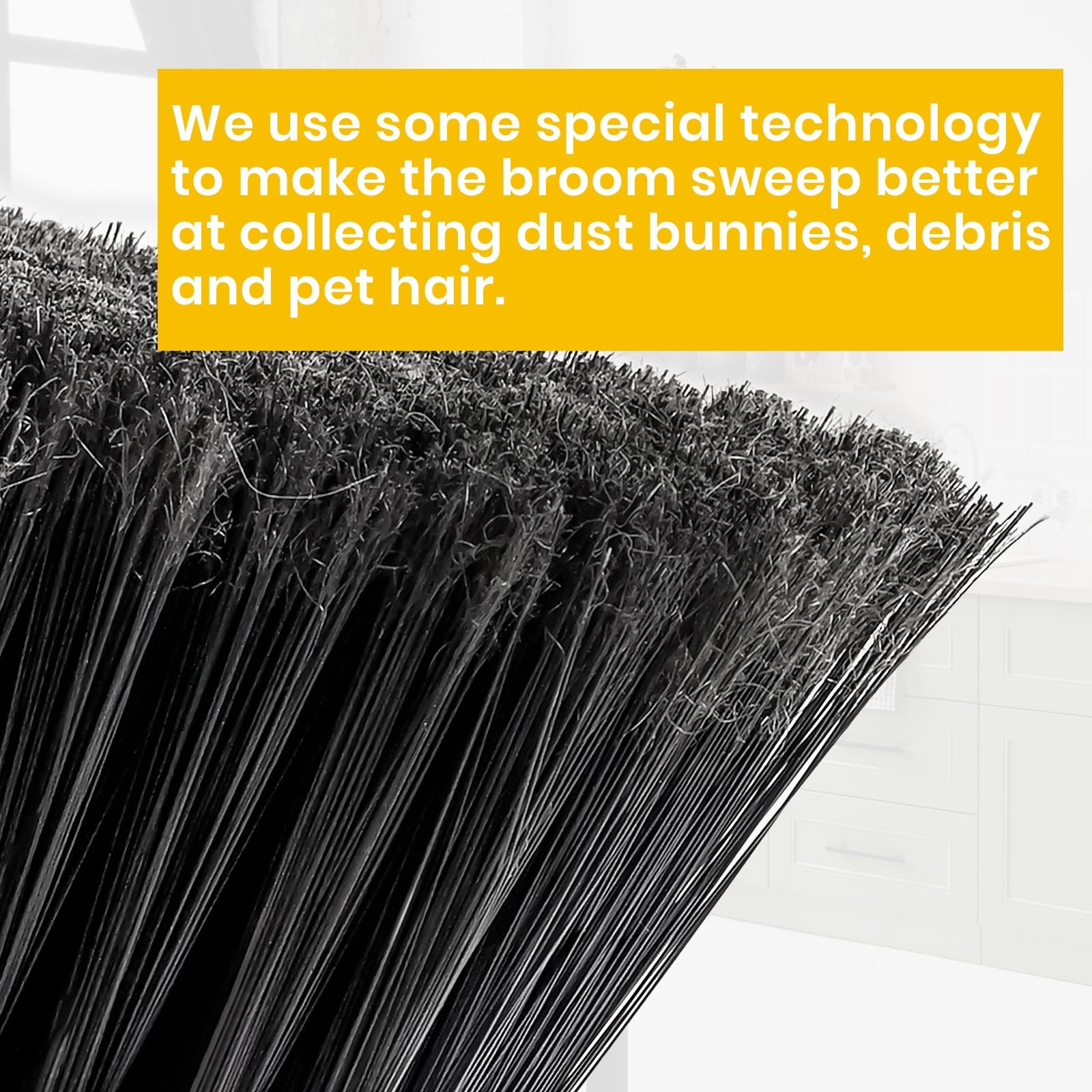 Yellow Indoor Broom 54″ Long Handle House Brooms for Floor Cleaning Sweeping …