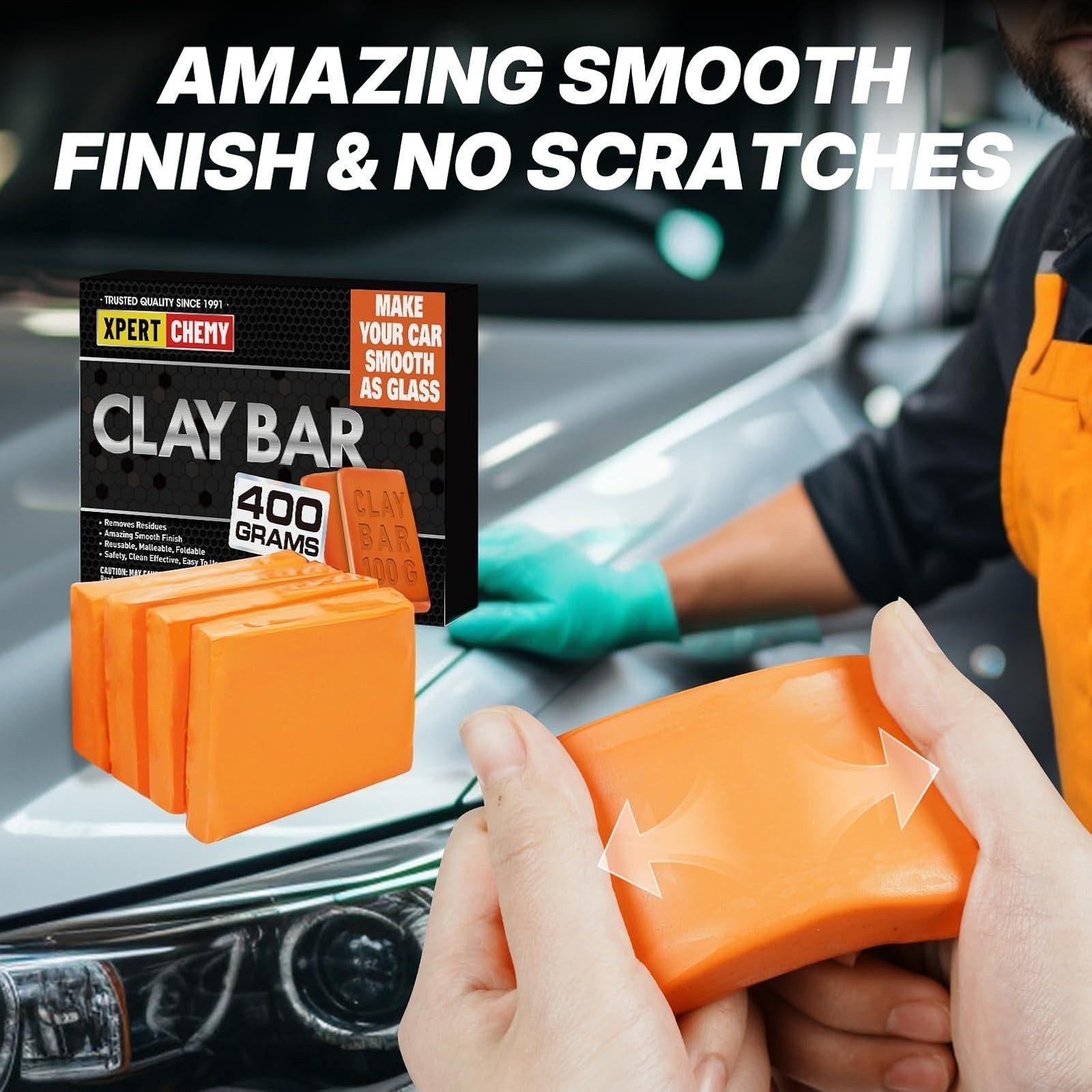 XPERTCHEMY Car Clay Bar Cleaner Kit – 4 Pack 400g No Scratch