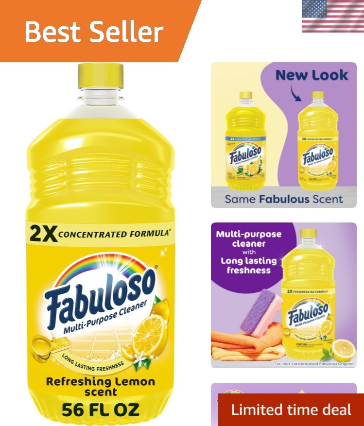 2X Concentrated Lemon Scented Cleaner – Multi-Surface & Bleach-Free, 56 Fl Oz