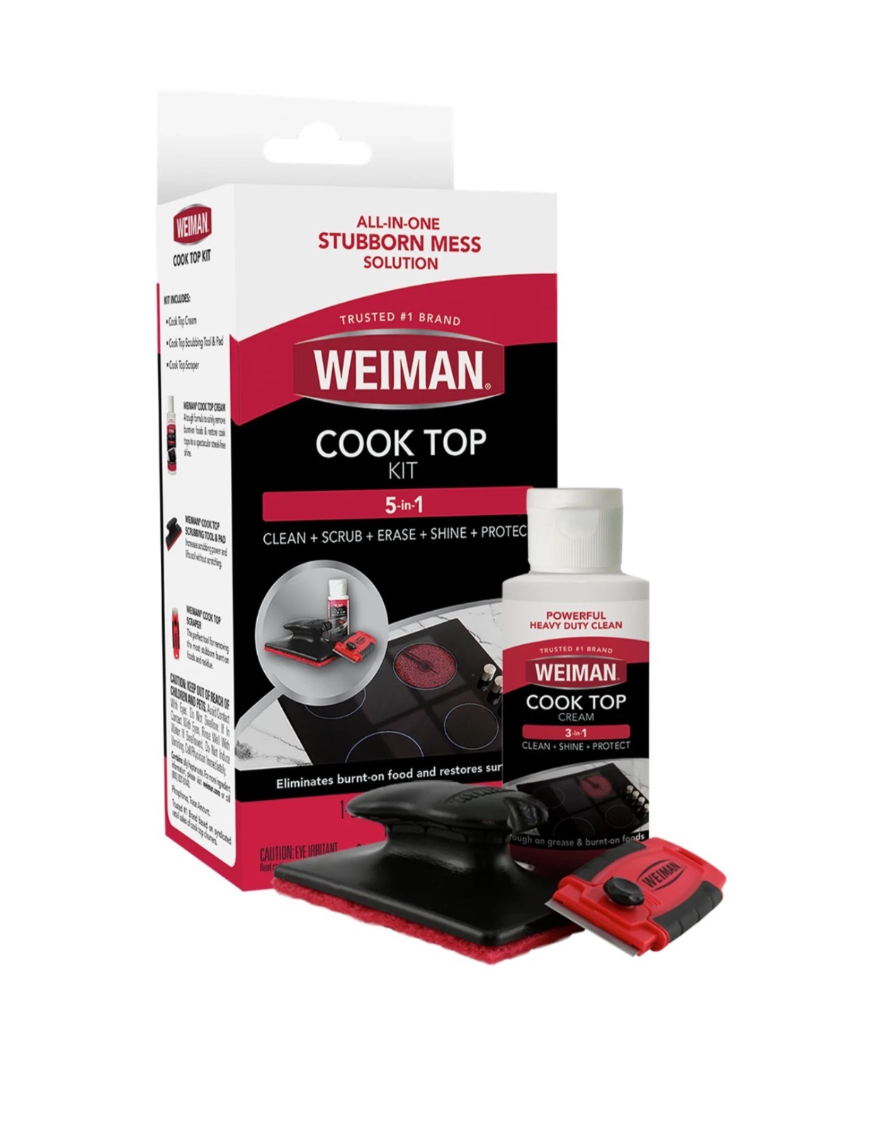 Weiman Cook Top Kit 5 In 1 Glass Stove Cleaner Scraper Clean Shine Scrub Erase