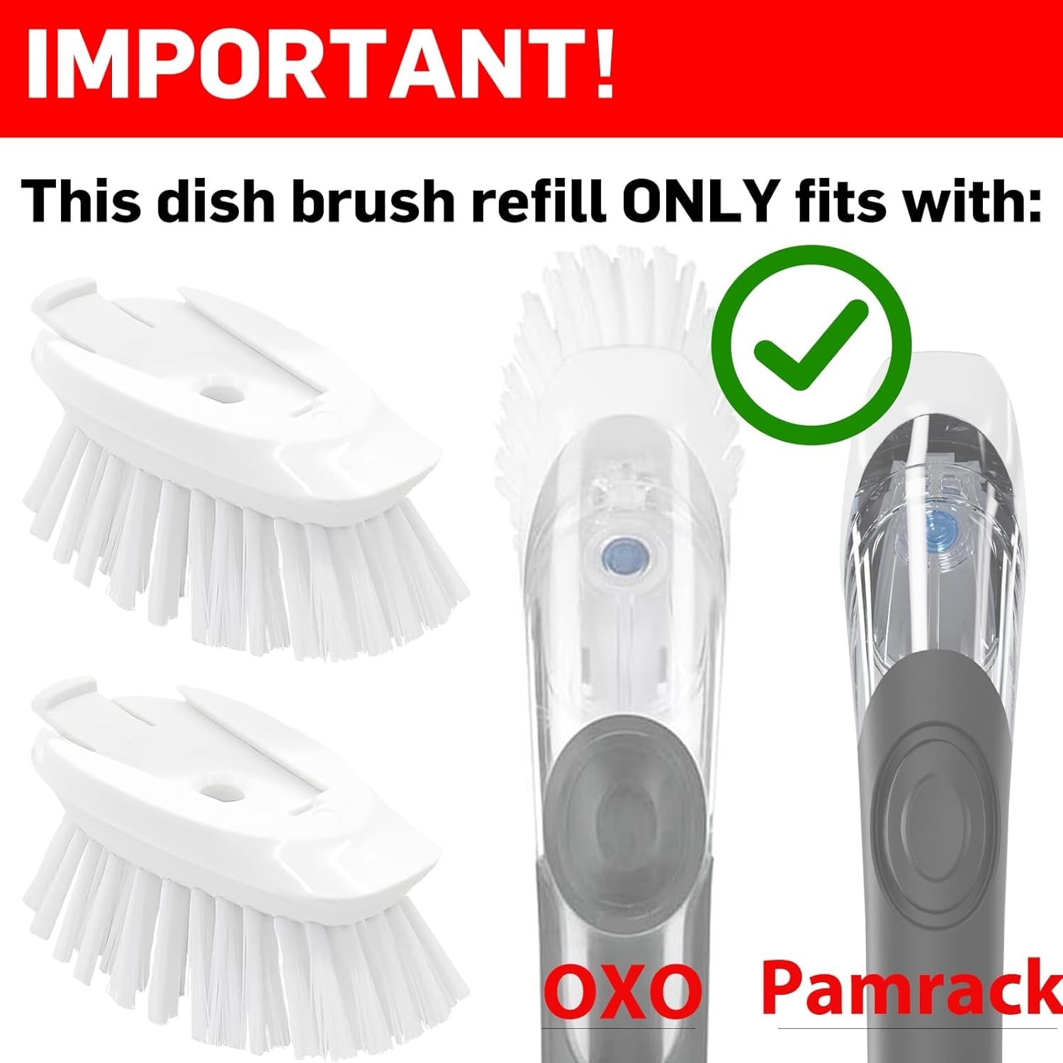 Dish Brush Refill, 4 Pack Dish Brush Replacement Head for OXO Dish Brush, Brush