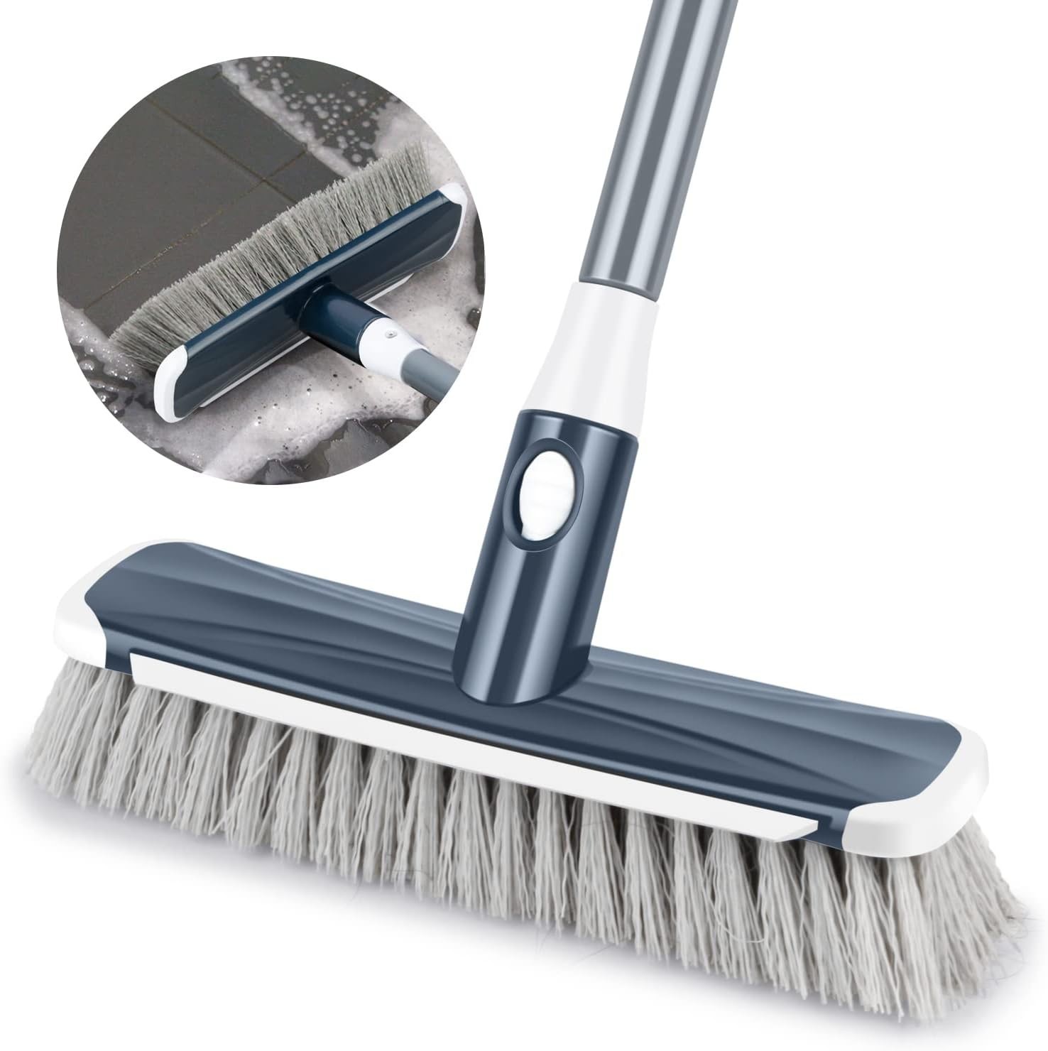 Floor Scrubber with Long Handle, 2 in 1 Scrubbing Brush Stiff Bristle Shower …