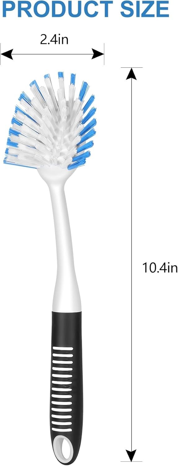 2-Pack Durable Dish Brush with Built-in Scraper for Effortless Cleaning