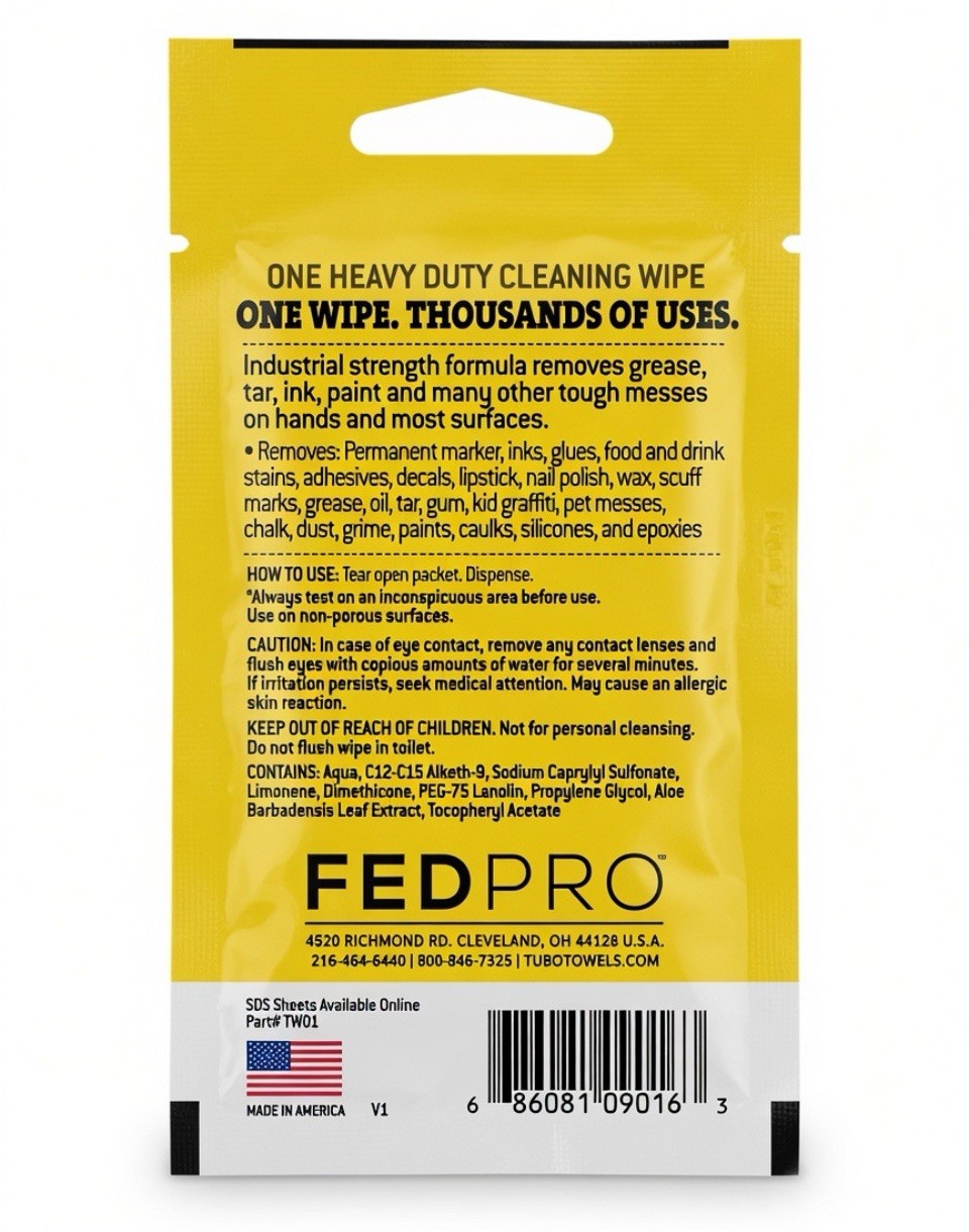 Tub O’ Towels Heavy Duty Cleaning Wipe for Hands, Unscented, 1 Wipe