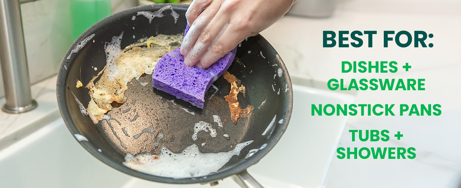 Scrub Dots Non-Scratch Scrub Sponge, Rinses Clean, for Washing Dishes and
