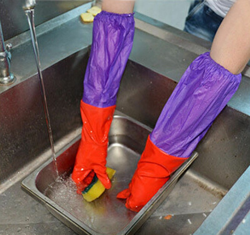 Kitchen Waterproof Long Dishwashing Cleaning Latex Washing Gloves PVC Housework