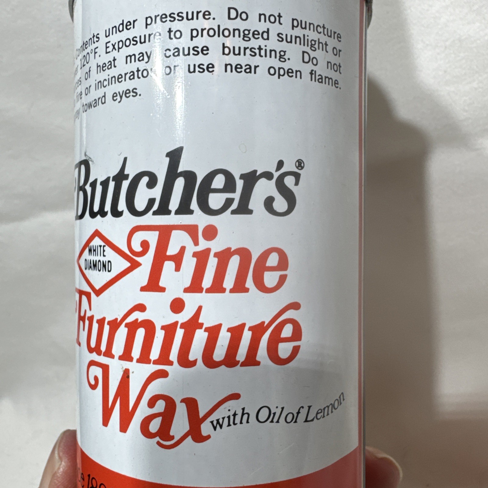 VTG DISCNTD WHITE DIAMOND BUTCHERS FINE FURNITURE WAX WITH OIL OF LEMON 18oz NOS