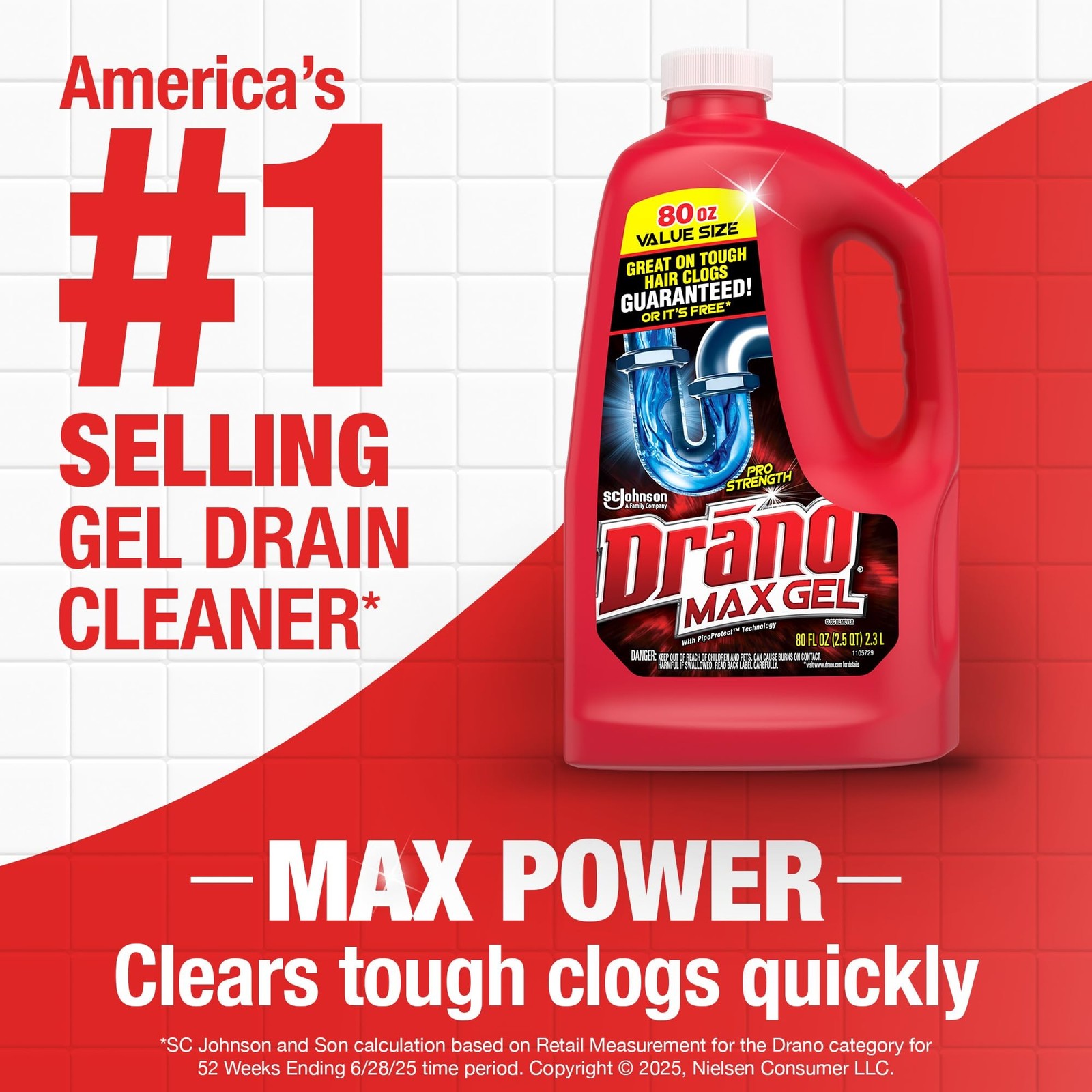 2 Pack Drano Max Gel Drain Cleaner 160oz Heavy Duty Clog Remover Fast Acting NEW